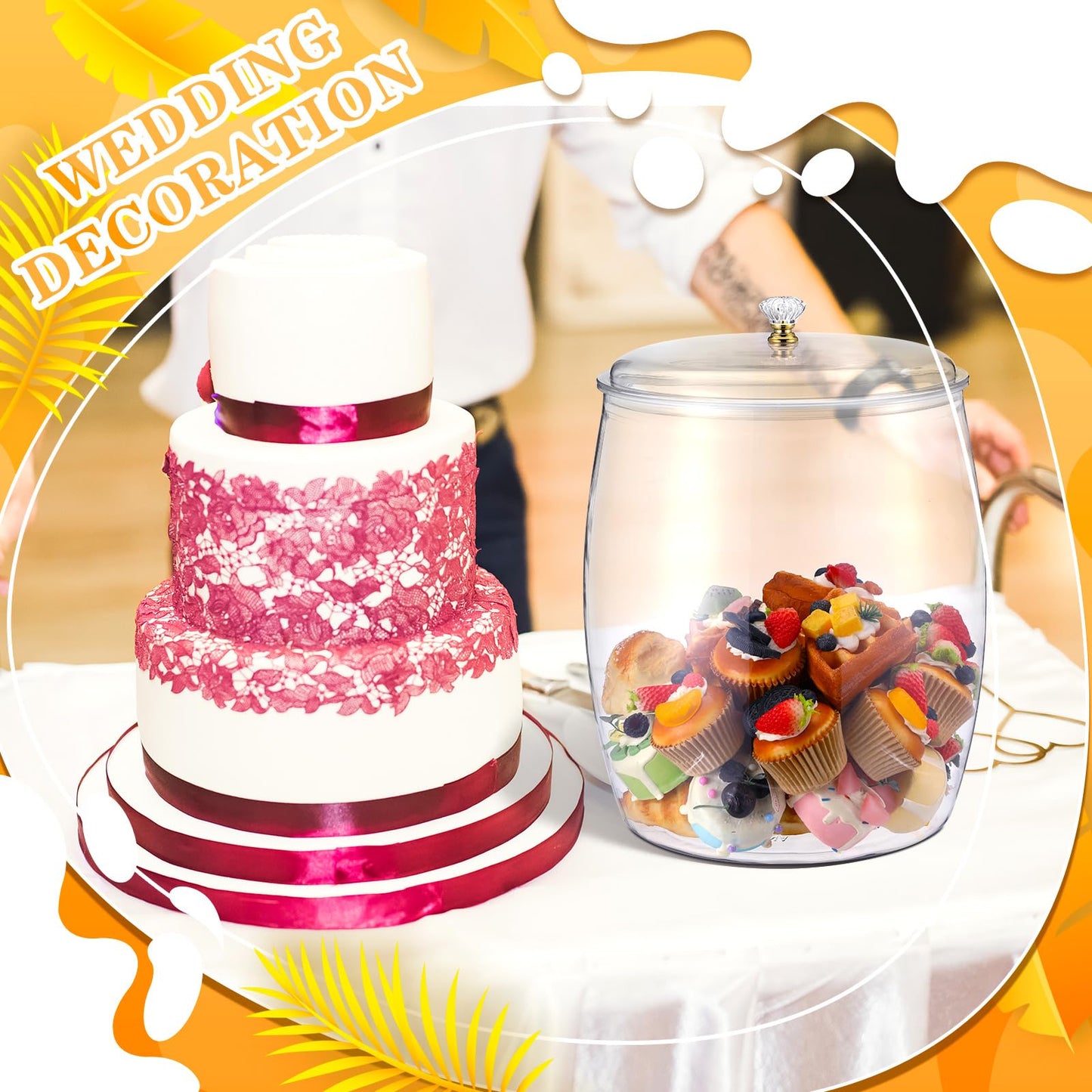 Nuogo 3 Gallon/384 oz Large Candy & Cookie Jar with Lid Plastic Apothecary Jars Large Food Storage Container Unbreakable Kitchen Storage for Cookie, Candy, Snack and Dried Foods DIY Gift
