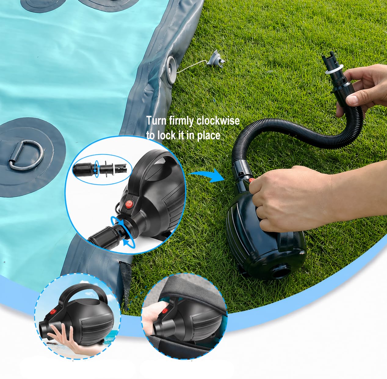 AWSUM 600W Electric Air Pump for Inflatable Gymnastics Mat, 110-120V AC Air Mattress Quick Fill Inflator Deflator Pump, Portable for Pool Floats/Air Bed/Gymnastics/Gym,4 Nozzles