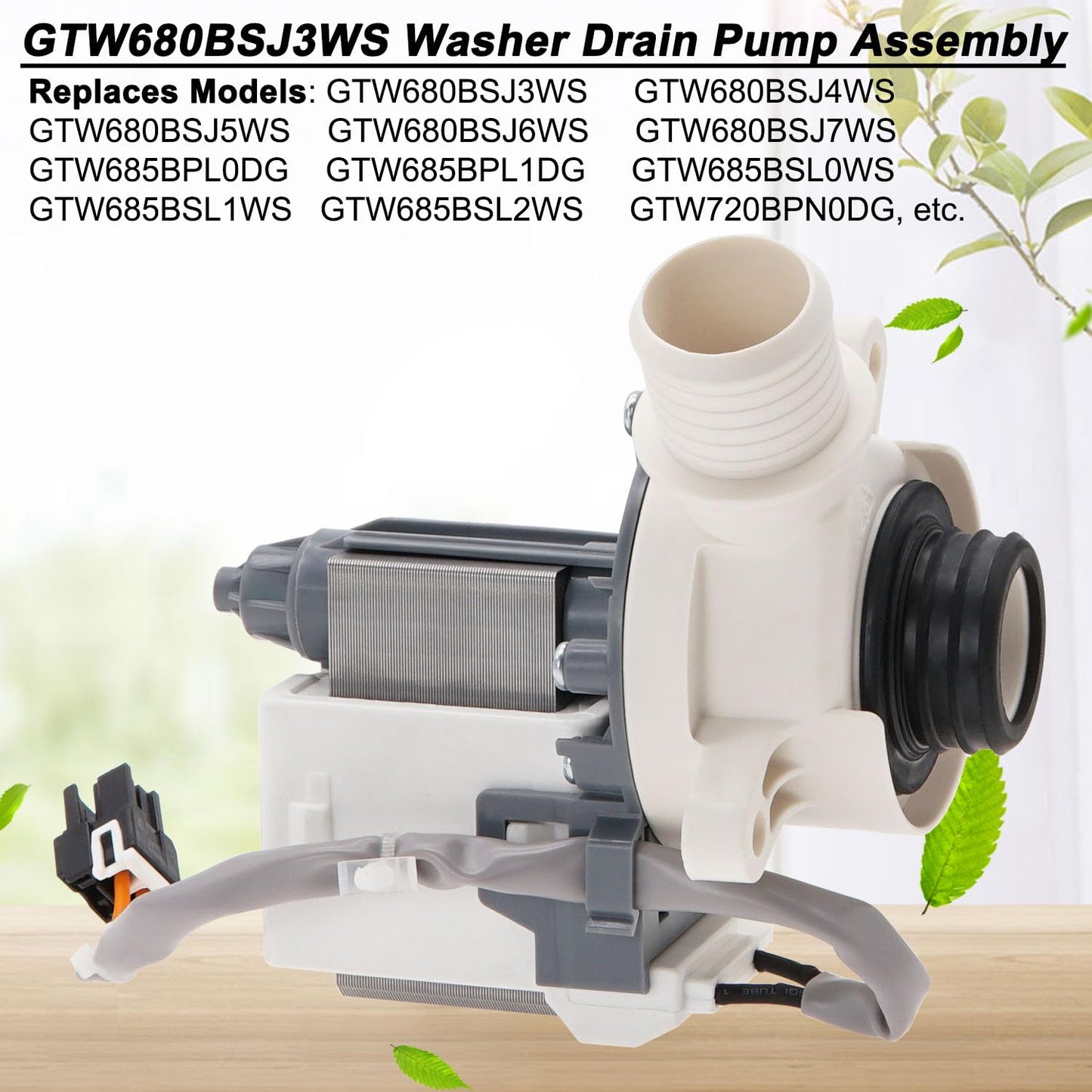 Washer Drain Pump by SupHomie - Compatible with GE GTW680BSJ3WS GTW680BSJ4WS GTW680BSJ5WS GTW680BSJ6WS GTW685BPL1DG GTW685BSL0WS GTW685BSL1WS Washing Machine