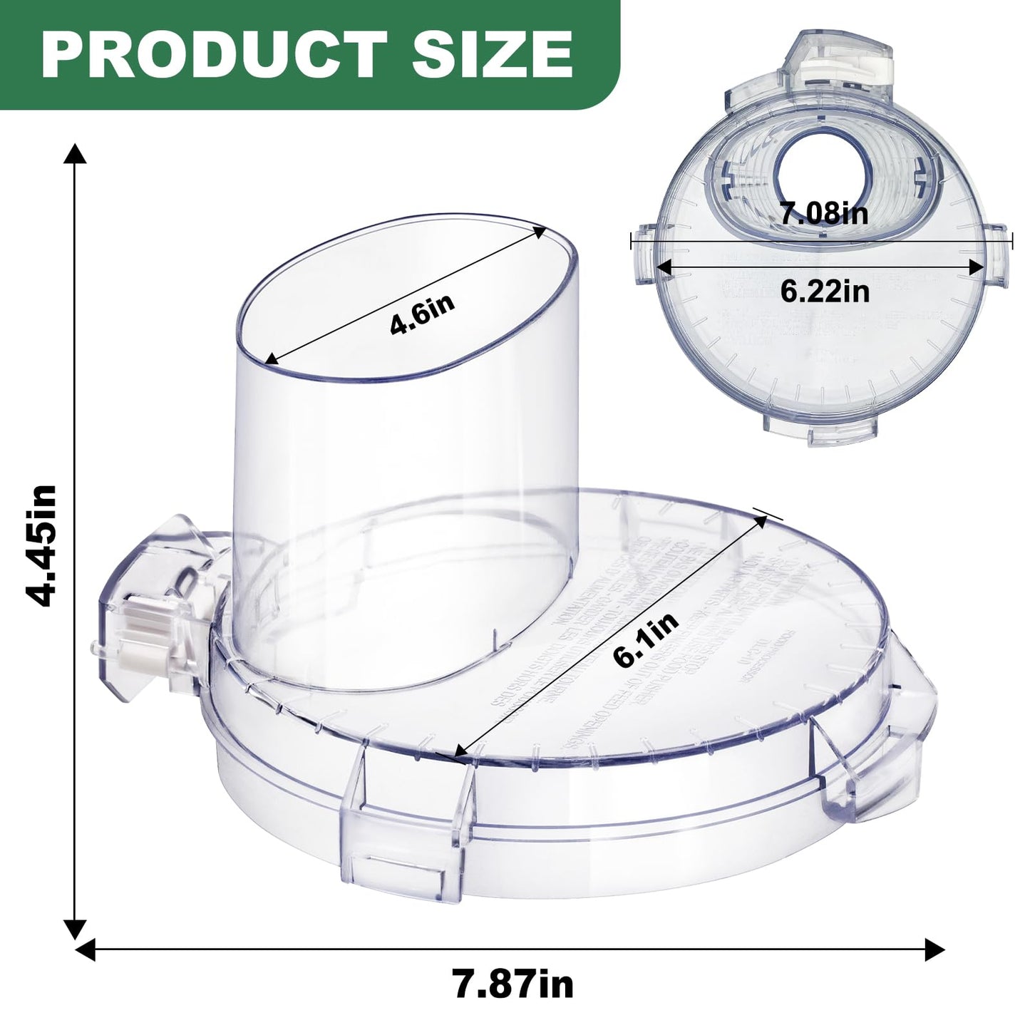 4 Locking Tabs DLC-117BGTXT-1 Food Processor Work Bowl Cover 7-Cup Compatible with Cuisinart DLC-10 Series, Fits Work Bowl FP-631AGTXT-1 Top with 4 Tabs