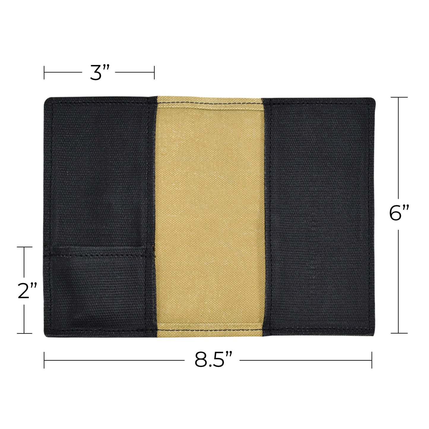 Hide & Drink, Waxed Canvas Field Notes Cover, Wallet Case (3.5 x 5.5 in.) Journal Cover with Pencil Paper & Cards Slot, Travelers Pocket Notebook Handmade (Charcoal Black)