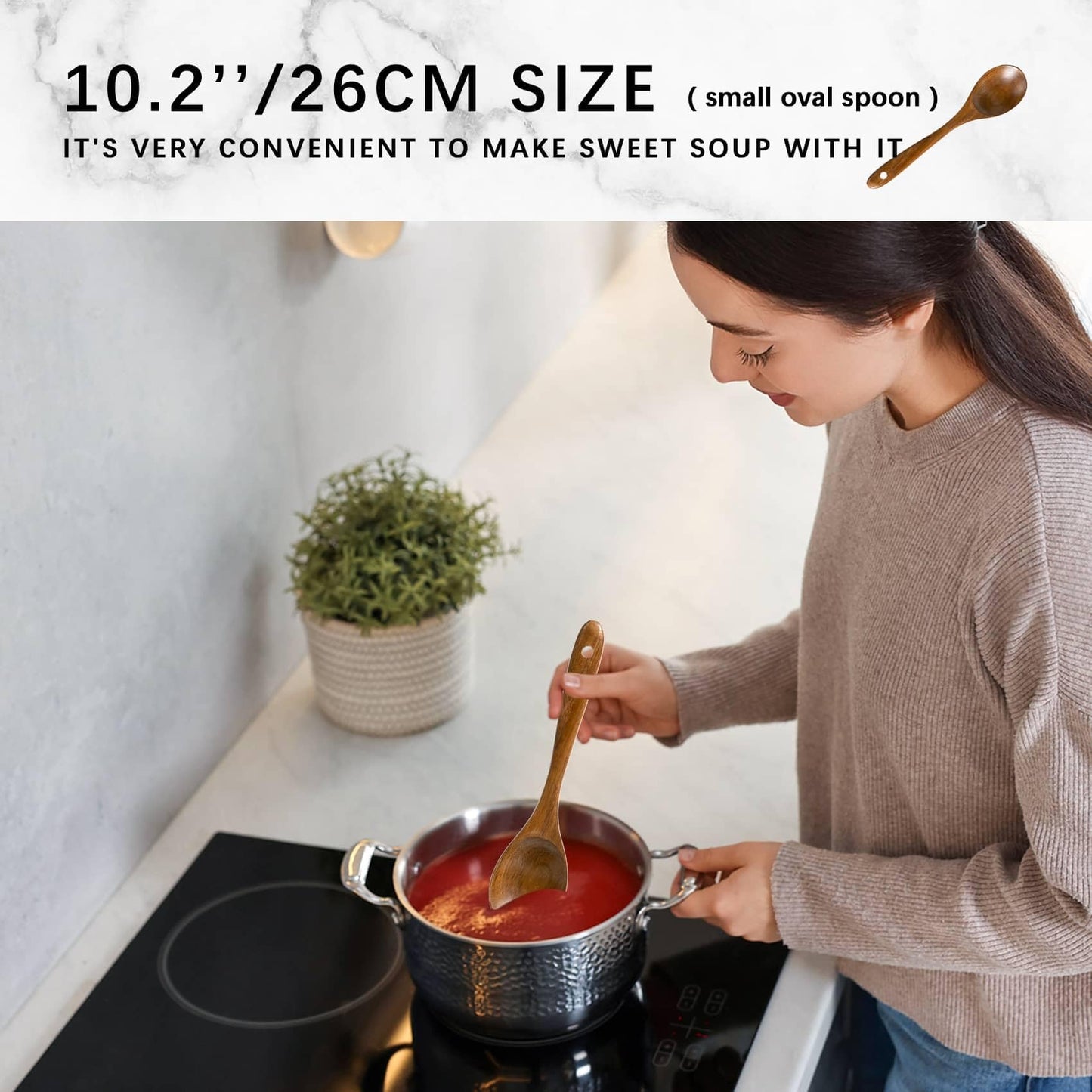 Hefild Wooden Spoons for Cooking, Nonstick Cooking Utensil Set with 10 Piece Acacia Wooden Spatulas and Spoons for Cooking, Terrific for Everyday Kitchen Tasks