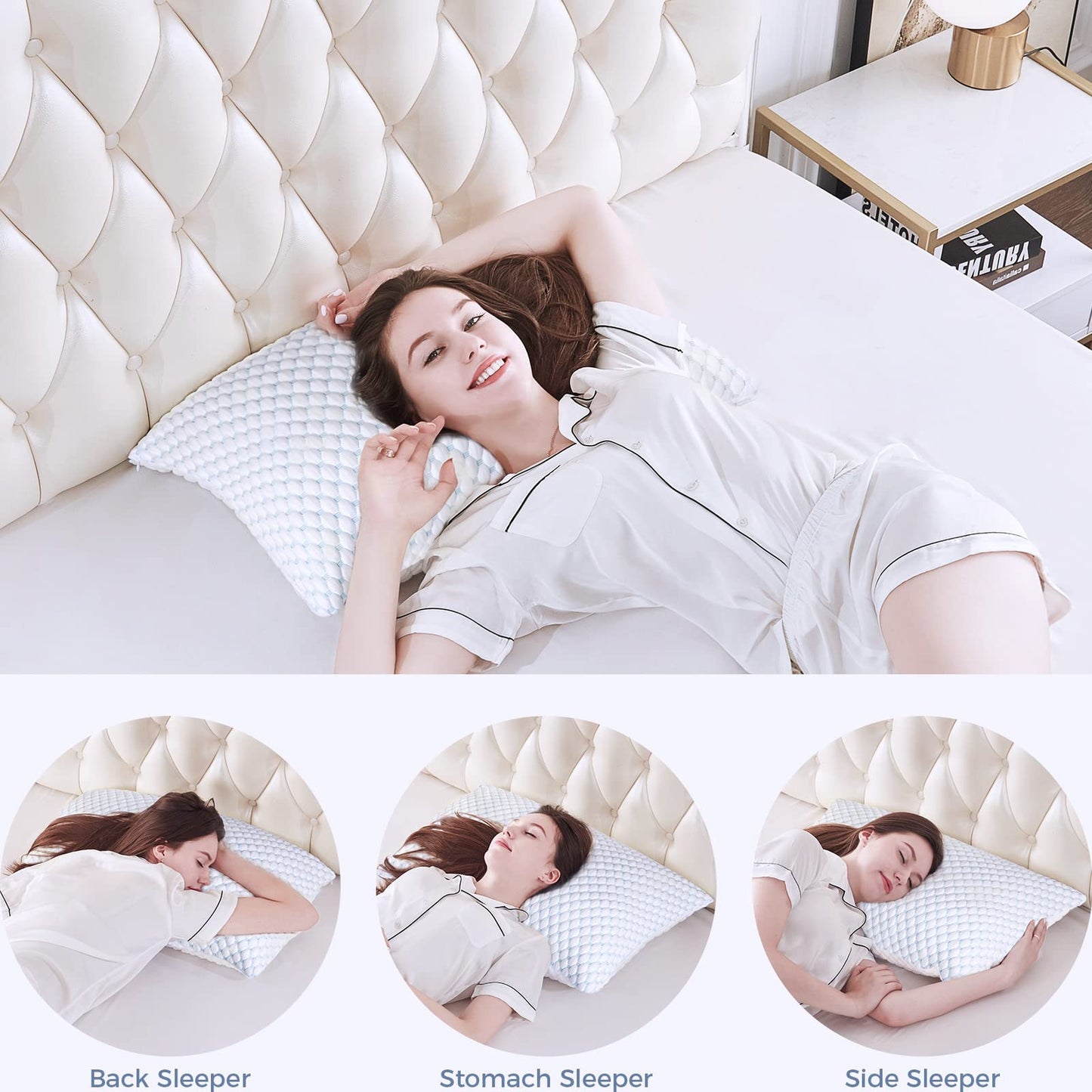 OSBED Adjustable Cooling Shredded Memory Foam Pillows King Size Set of 2 - Temperature-Regulating for Hot Sleepers with Dual Airflow Ventilation(CertiPUR-US & Hypoallergenic & Machine Washable)