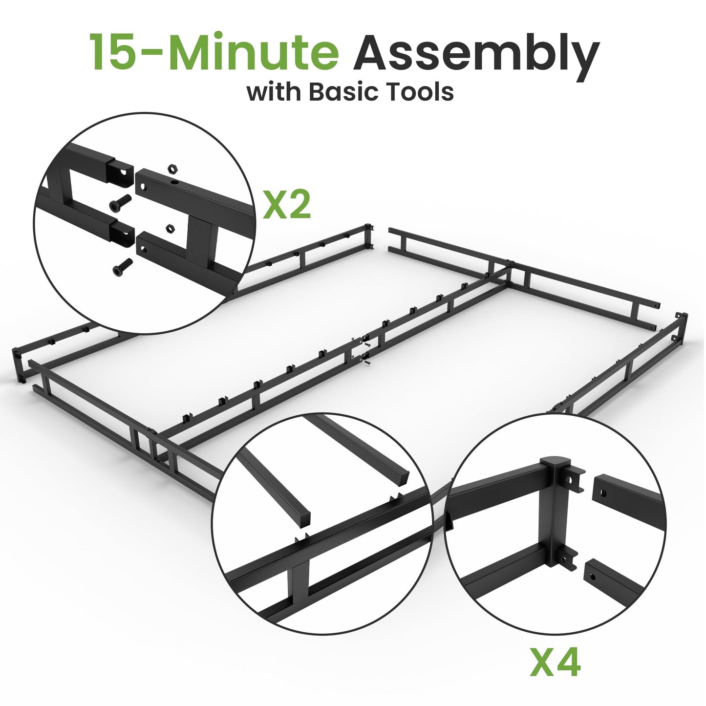 GRUSIGN 5 Inch Box Spring for Queen Bed, Quick Assembly Queen Size Metal Mattress Foundation with Fabric Cover, Strong Steel Frame, Heavy Duty, Low Profile Bed Frame Base Cama, Queen