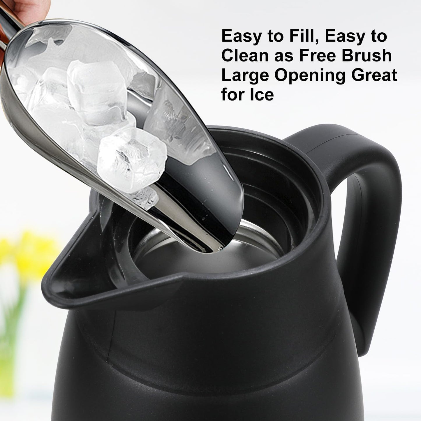 70 oz Thermal Coffee Carafe, Updated 2 PCS Insulated Stainless Steel Coffee Carafes for Keeping Hot Coffee & Water Hot Beverage-12Hours, Double Walled Vacuum Coffee Carafe(Black+Red)