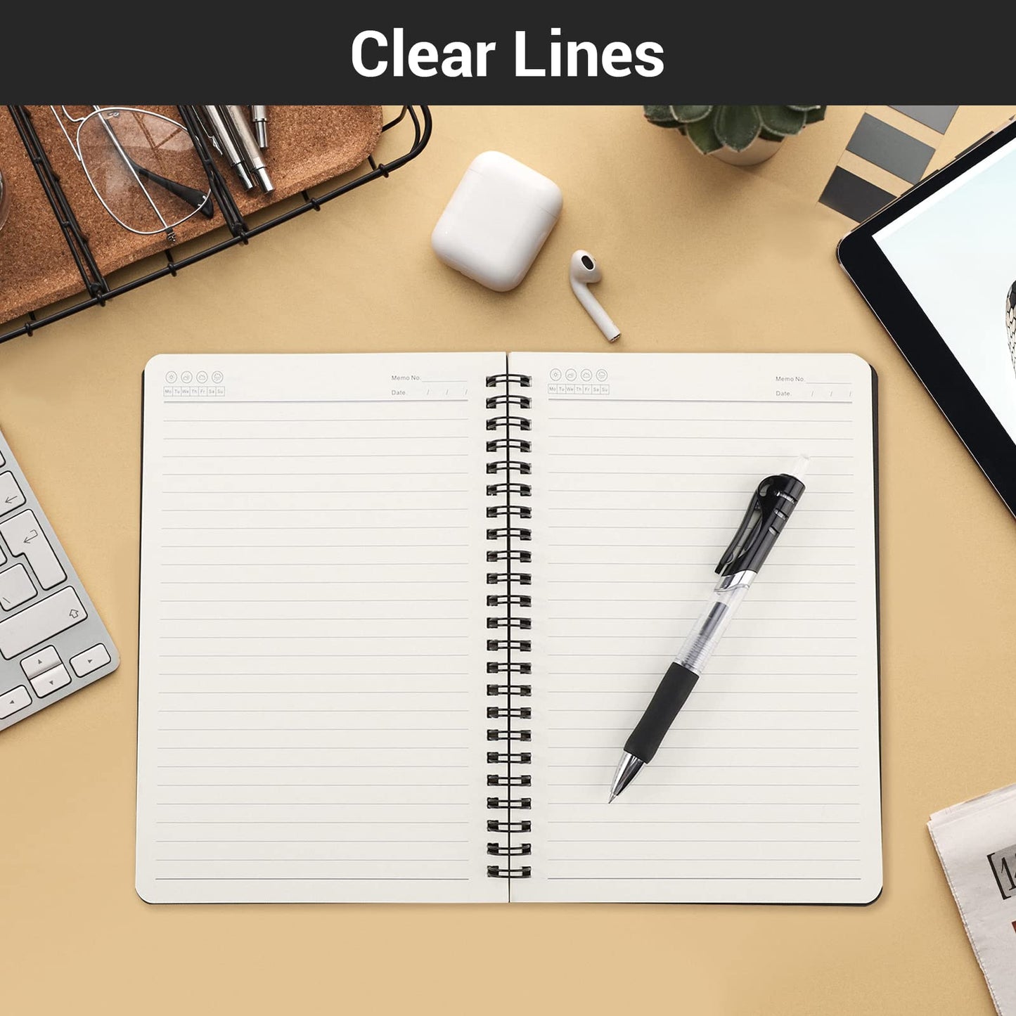 EUSOAR Spiral Notebook, A5 12packs 5.5"X8.3" 120 Pages Lined Travel Writing Notebooks Journal, Memo Notepad Sketchbook, Students College Office Business Subject Diary Ruled Book Journal-Black Cover