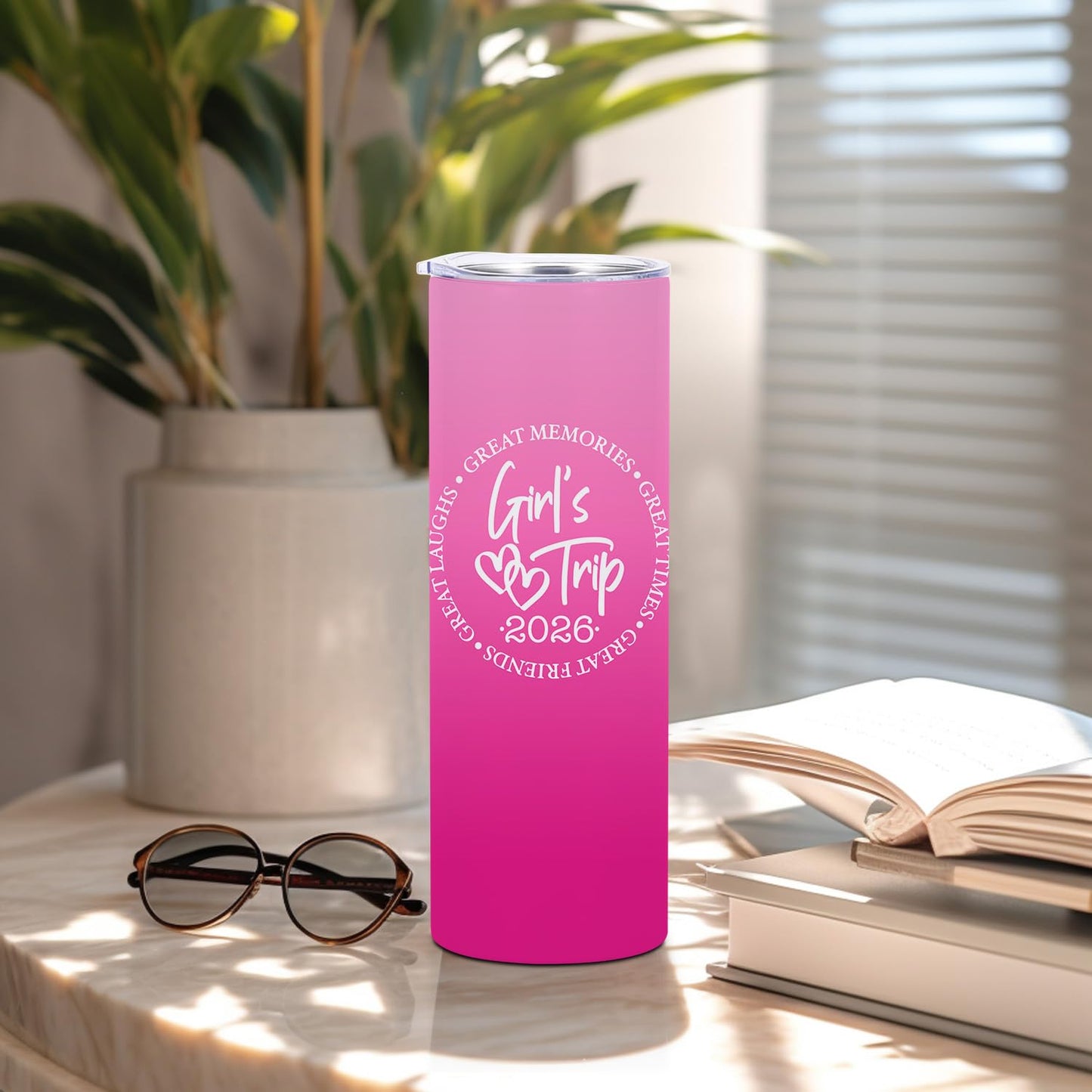 BQXH 4 PCS 2026 Girls Trip 20oz Stainless Steel Tumbler, Girls Trip Gifts Favors Straight Skinny Coffee Mug, Insulated Tumblers Cups Weekend Gifts for Friendship Vacation Bachelorette Party