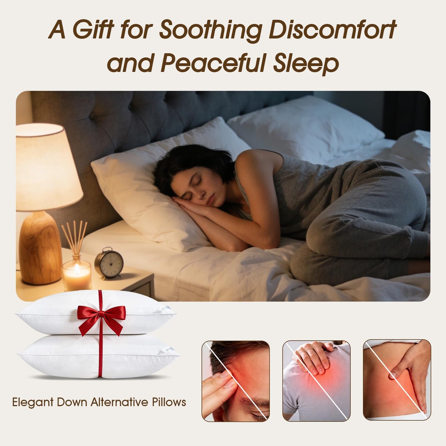 downluxe King Size Pillows Set of 4 – Premium Down Alternative Bed Pillows for Back, Side & Stomach Sleepers, White