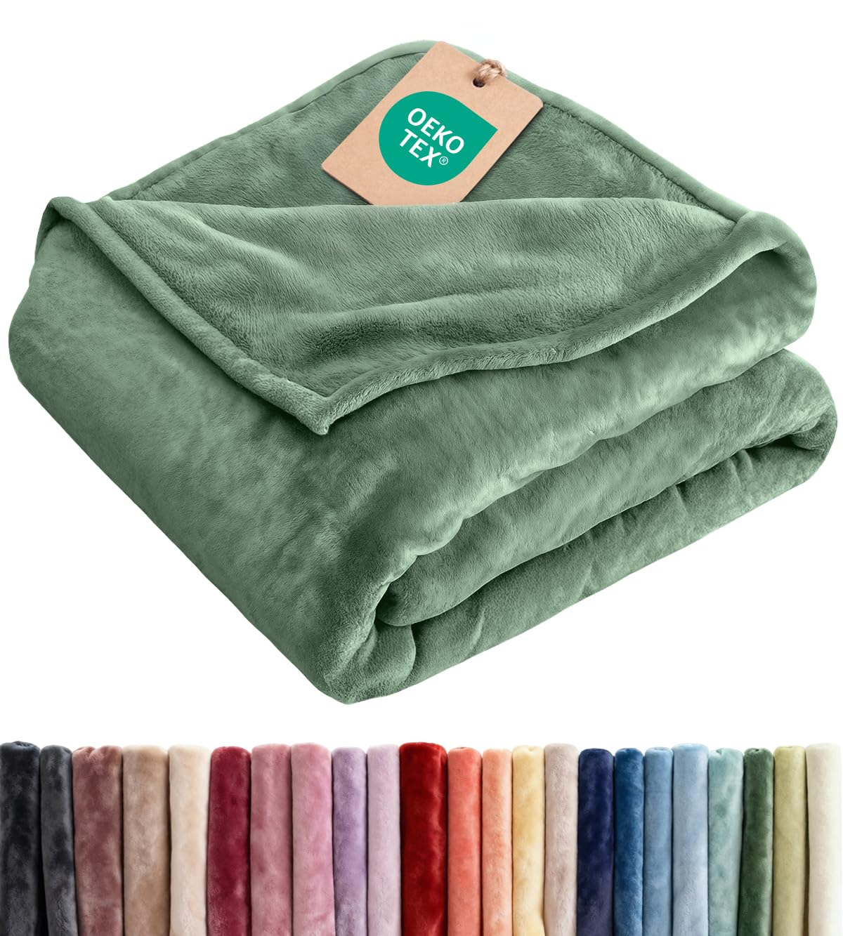 Ultra Soft Fleece Blanket Queen Size - Flannel Fleece Luxury Queen Blanket - Lightweight for Couch Bed Chair - Thick, Warm and Breathable - All Season Cozy Anti-Static Microplush Bedding, Sage Green