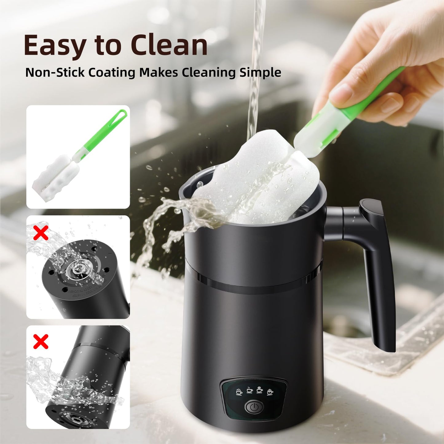 AGORVIO Milk Frother, 4-in-1 Electric Milk Steamer, Warm and Cold Foam Maker, 1 min Fast Frothing, 11.8 oz/350 ml Milk Warmer, Frother for Coffee Latte, Cappuccino, Macchiato, Auto Shut-Off