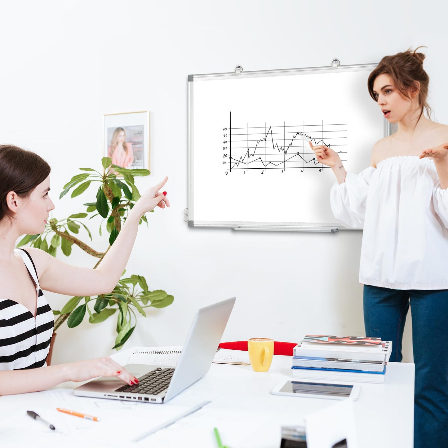 QUEENLINK Double-Sided Magnetic White Board, 20"x30" Dry Erase Whiteboard for Wall with Aluminum Frame Presentation Board for School, Office and Home