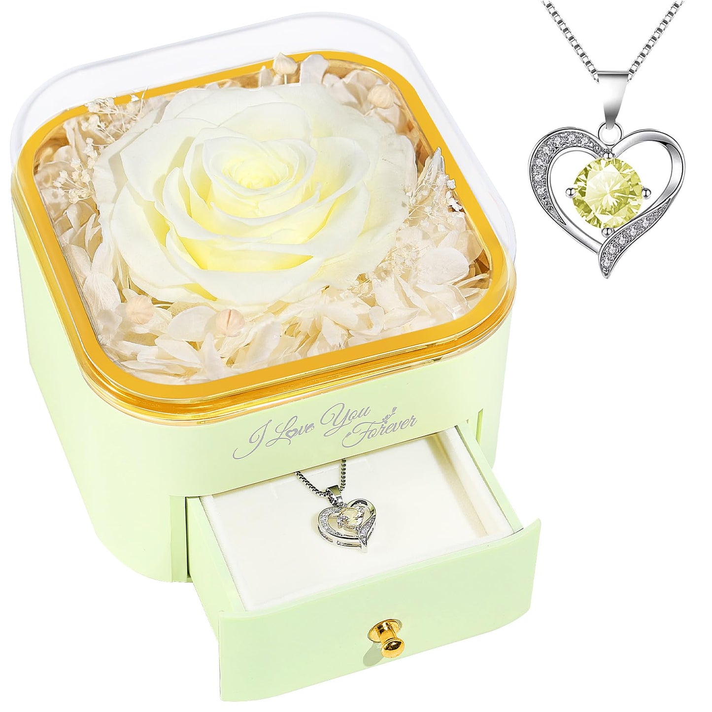 Beferr Mothers Day Forever Rose with Necklace for Mom Birthday Gifts Preserved Roses Eternal Flower for Delivery Fresh Flowers Gifts for Mother Wife Her Grandma Sister Daughter Girls Friends