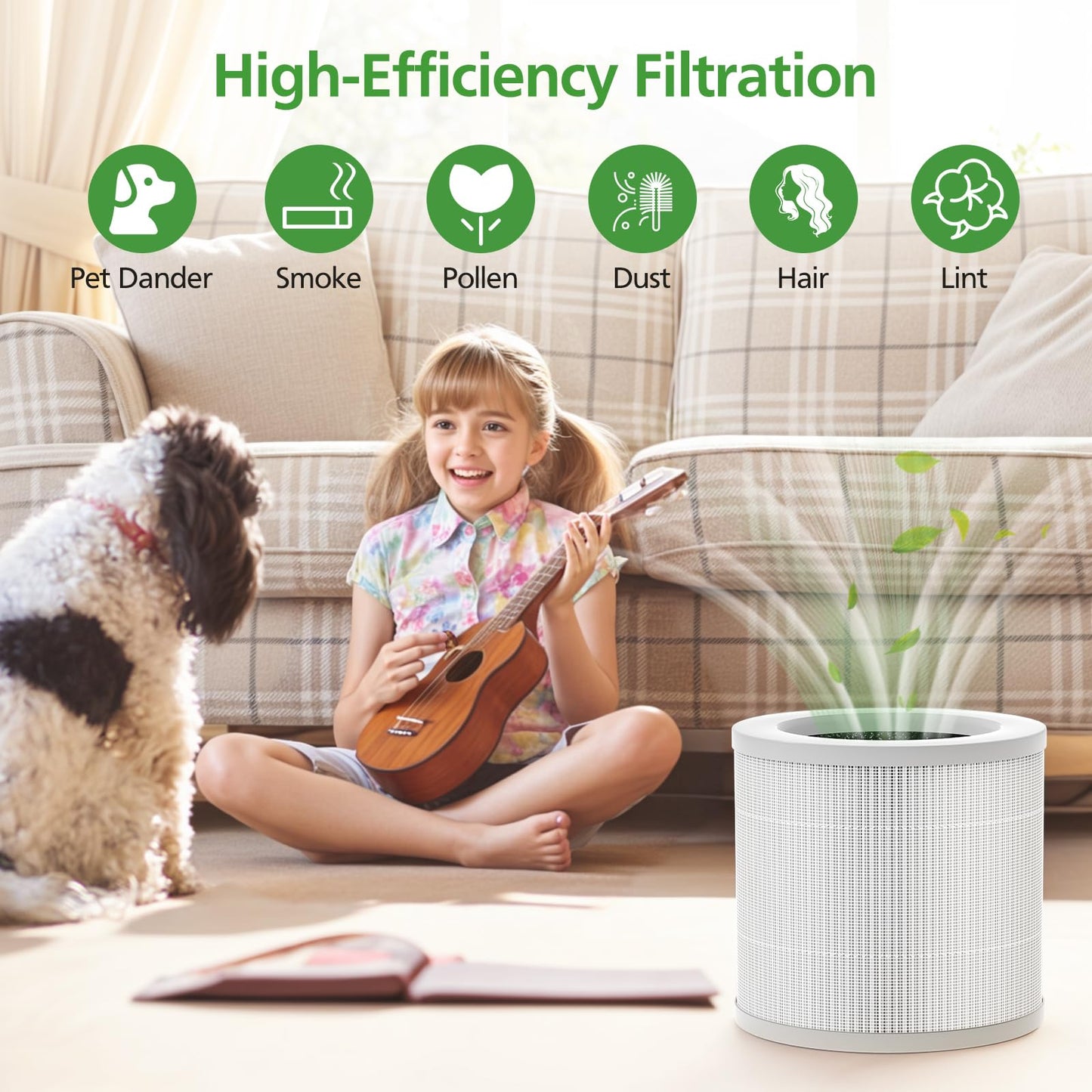 2 Pack A1 Replacement Filter Compatible with VEWIOR Air Purifier HQSC-50, HQKJ-80, AMEIFU AP01W, KOIOS HQKJ-50 Air Pur ifier, 3-in-1 HEPA Air Cleaner Filter