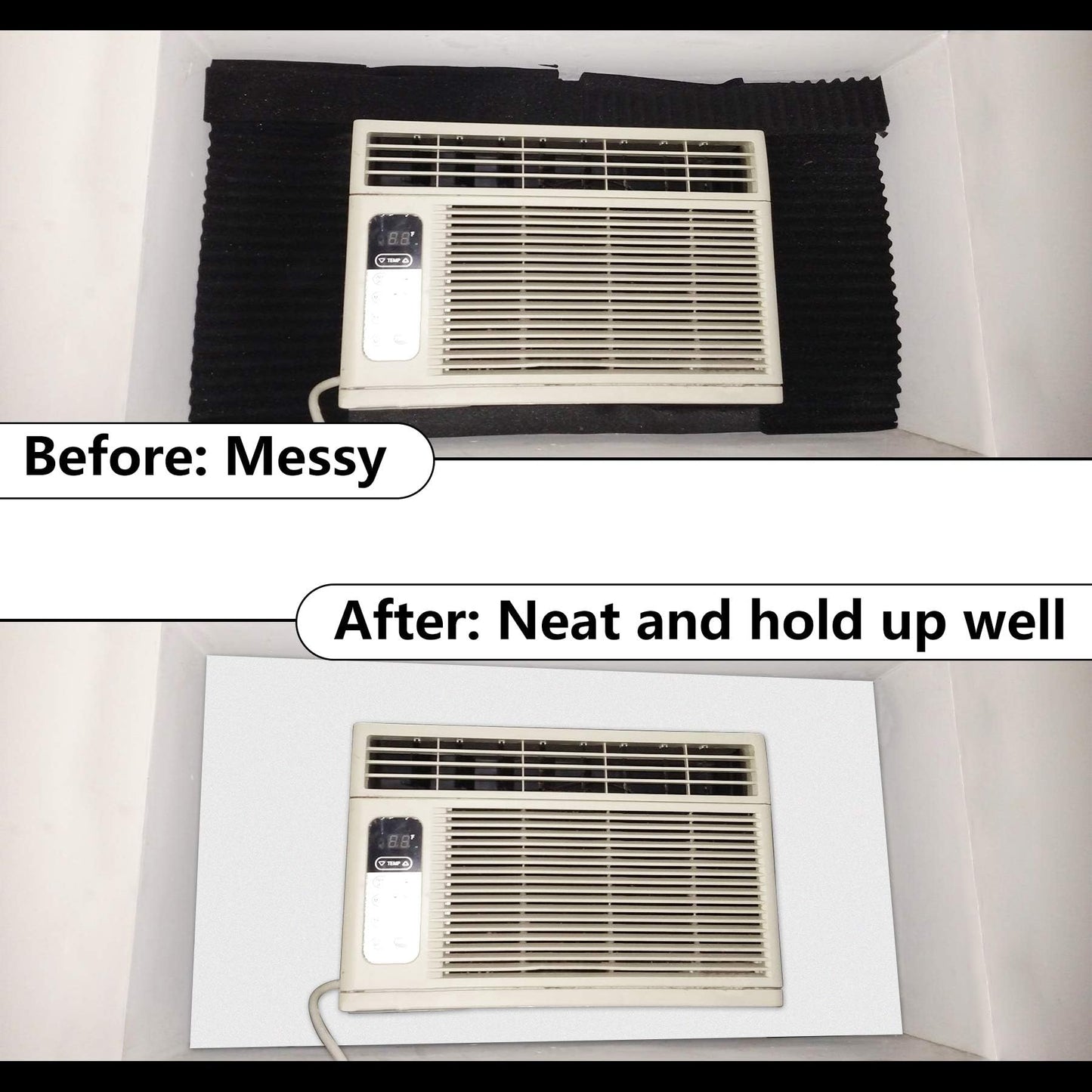 BJADE'S Window Air Conditioner Side Insulated Foam Panel,Full Surround Panels Window Seal Kit, Summer and Winter Heat and Draft Insulating 48in W