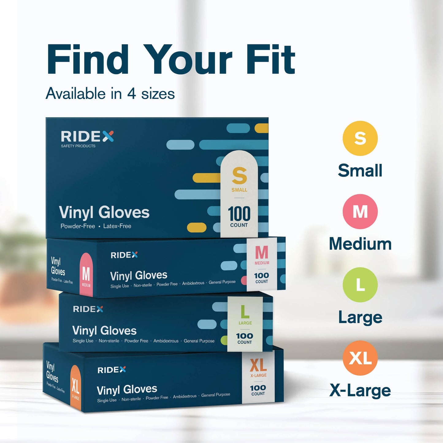 Ridex Disposable Gloves Latex-Free Clear Vinyl Gloves [1000-Count] Thick Powder-Free All-Purpose Gloves, Dispenser Box Gloves 100 Pieces - Size Medium Glove