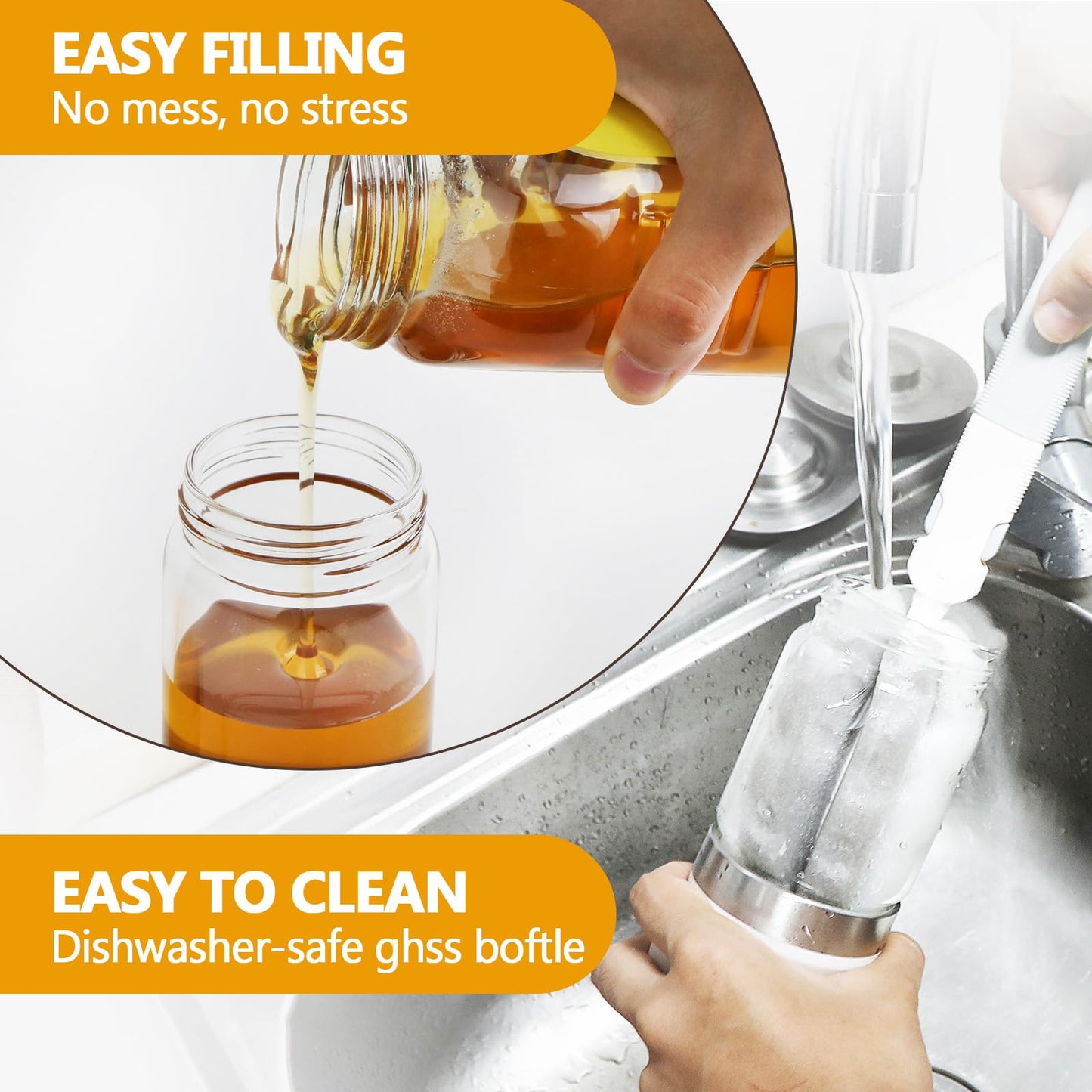 YIYOBEATFO Glass Honey Dispenser,10 OZ Honey Pot with Handle,No Drip Honey Container Jar,Maple Syrup Dispenser,Ideal for Honey and Syrup,Black base