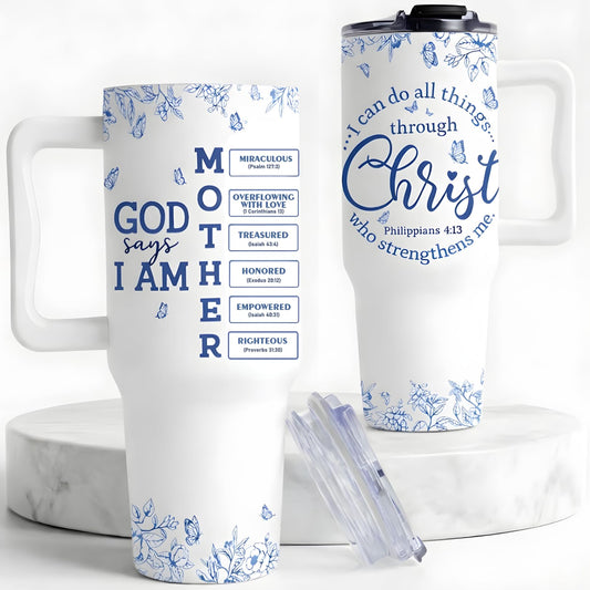TAMUNBEE Christian Gifts For Mom, Mom Gift Tumbler With Handle 40oz, Christian Religious Moms Gifts, Birthday Gift for Moms, Stepmom, Mommy To Be from Daughter, Son or Family, Present for Women Faith