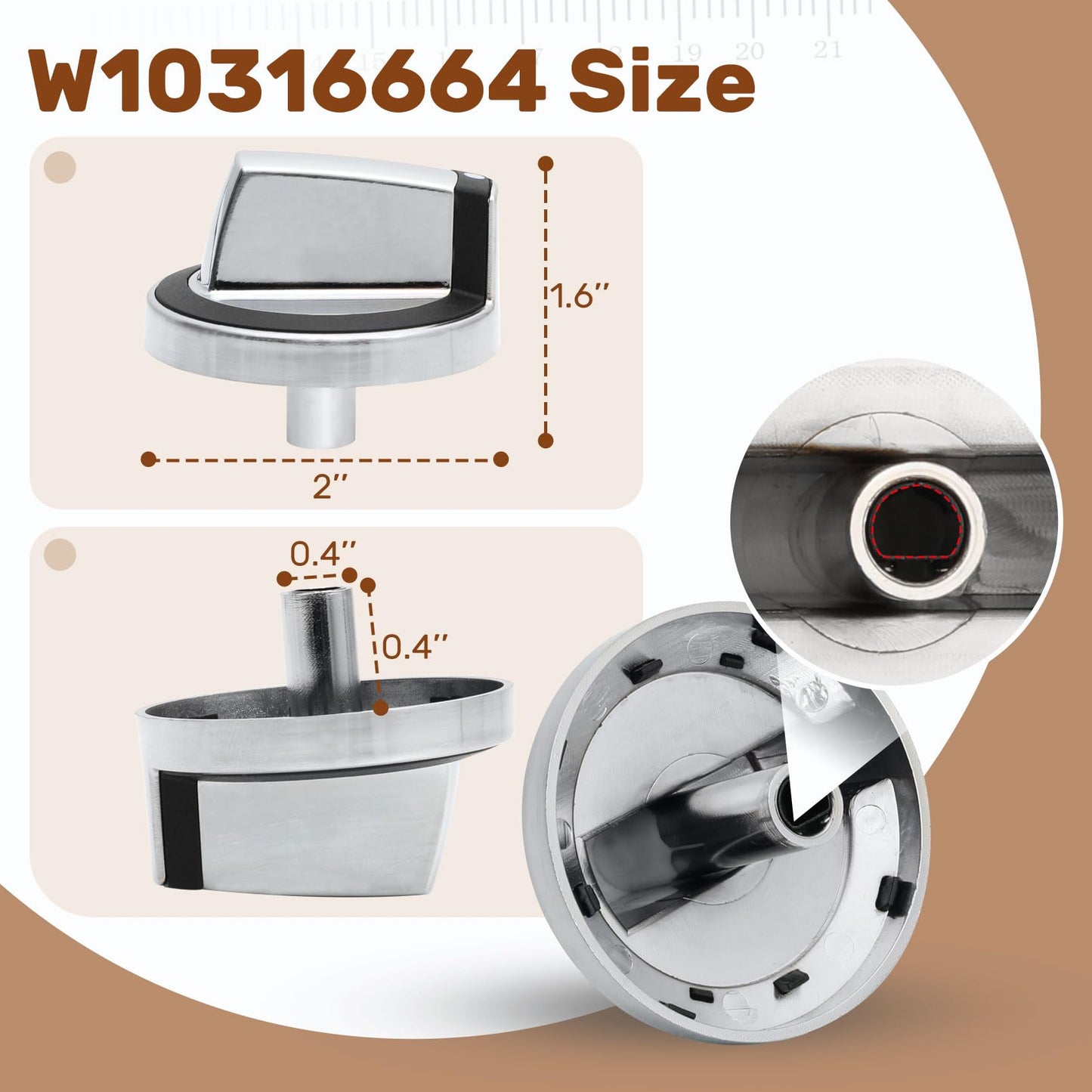 Upgraded W10316664 Control Knob 5 Pack Compatible with Whirlpool W10316664, WPW10316664, 1876613, AP6019356, PS11752662, EAP11752662, PD00023455