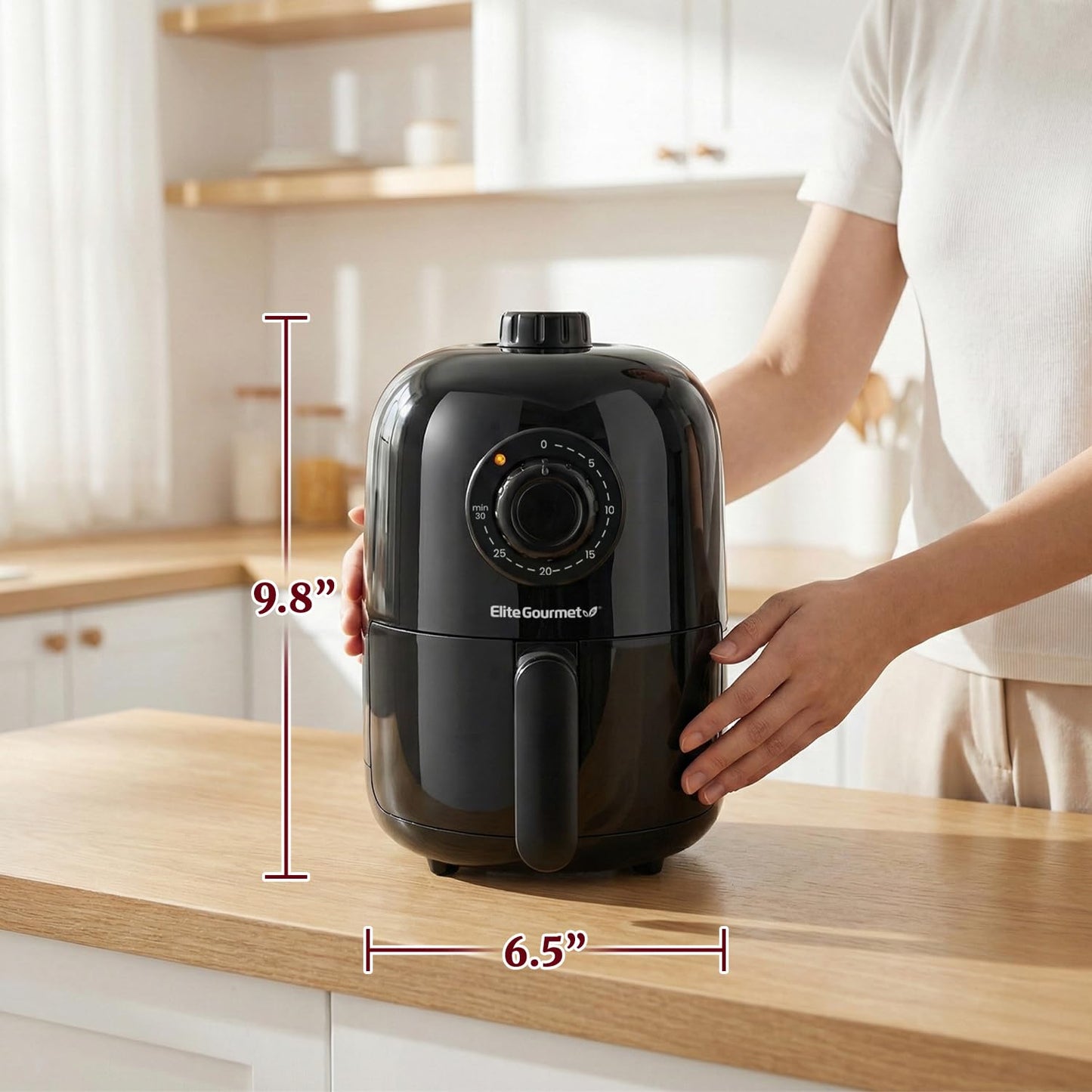 Elite Gourmet EAF-1121X Personal 1.1 Qt. Compact Space Saving Electric Hot Air Fryer Oil-Less Healthy Cooker, Timer & Temperature Controls, 1000W Black