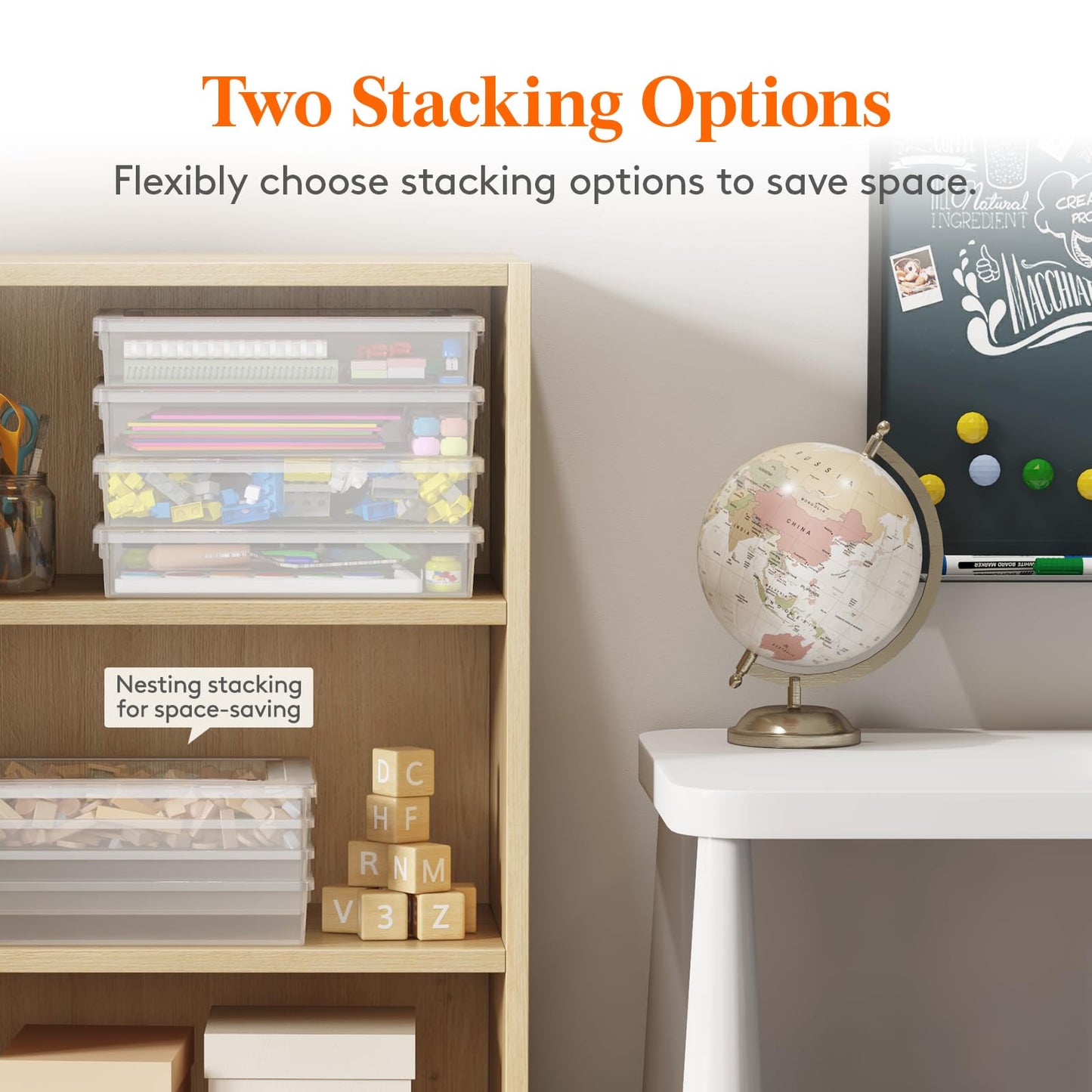 Lifewit 4 Pack Paper Organizer Storage, 32 x 23 cm/12x9 Multi-Purpose Plastic File Box with Latching Lids, Containers for A4, 8.5" x 11" Letter, Scrapbook, Document, Magazine, Art Supplies, Clear