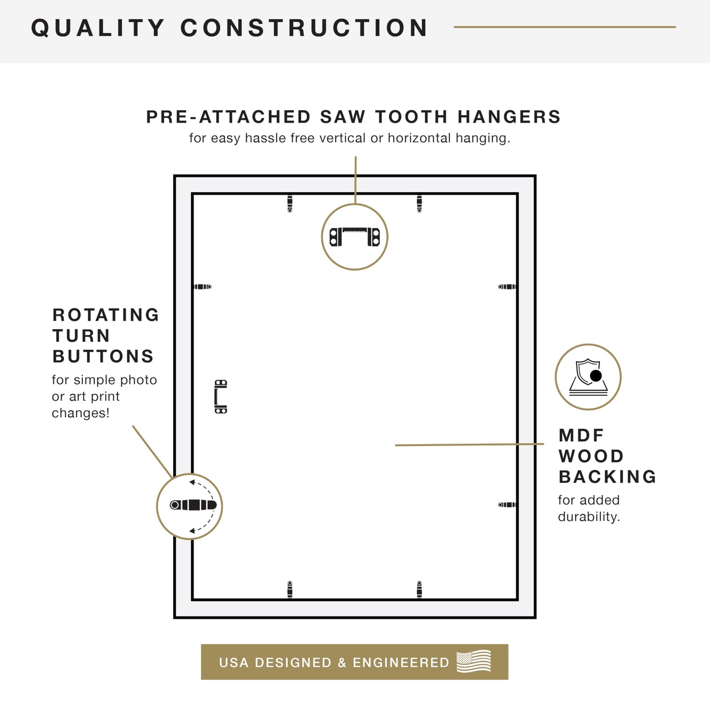 MCS Studio Gallery 16x20 Poster Frame Black Woodgrain Engineered Wood, Vertical & Horizontal Wall Hanging Large Picture Frame for Photos, Posters & Art Prints (2-Pack)