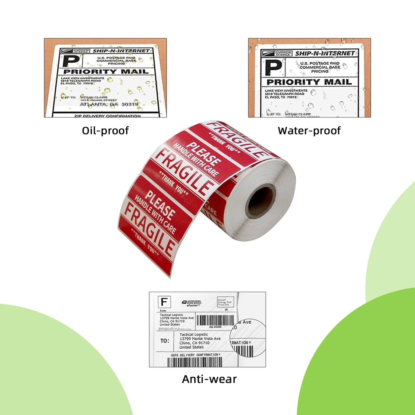Anylabel 3 x 2 inch Handle with Care Fragile Thank You Warning Packing Shipping Label Stickers Permanent Adhesive (12 Rolls, 6000 Labels)