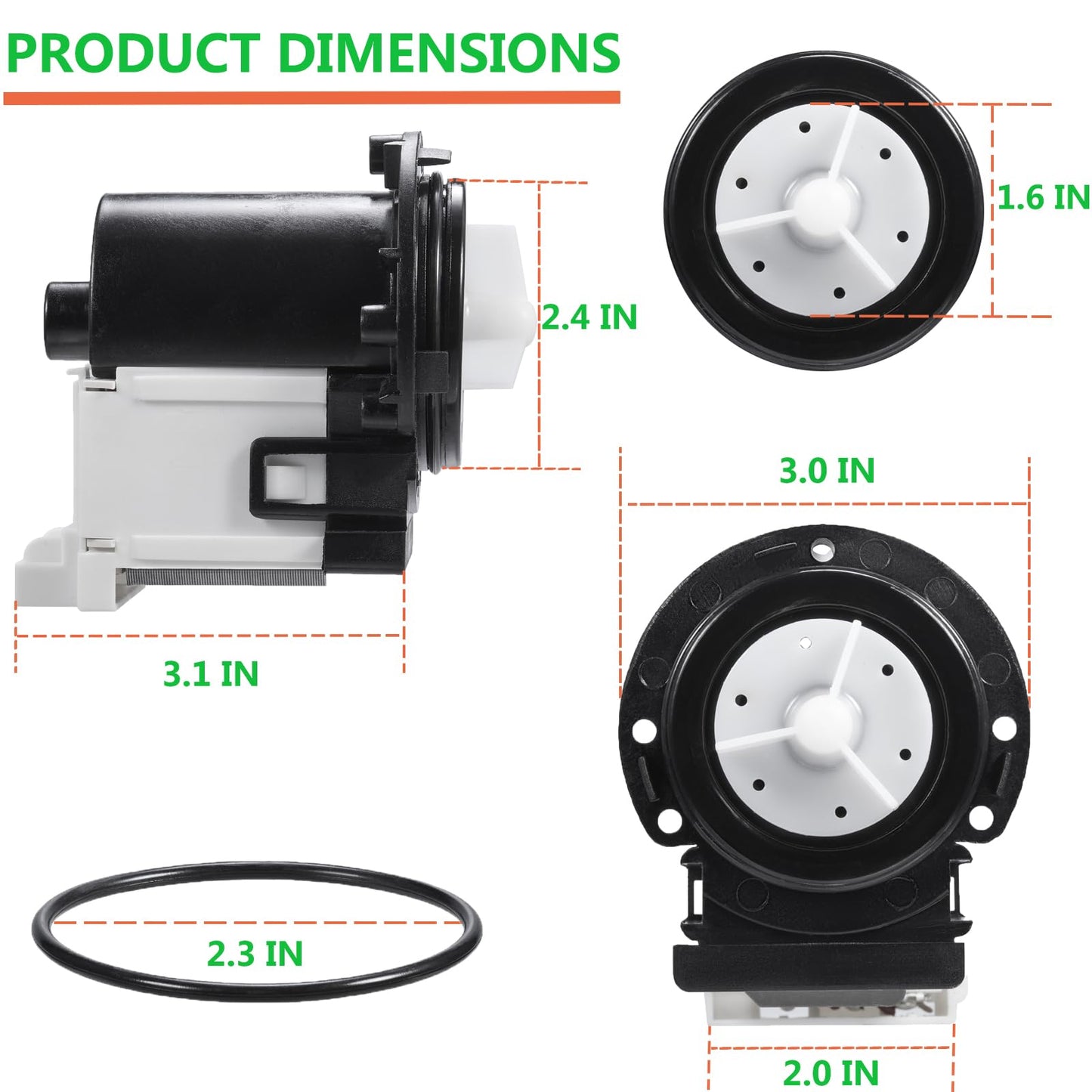 (𝟐𝟎𝟐𝟔 𝐍𝐄𝐖) 4681EA2001T Washer Drain Pump Motor & 383EER4004A 11 Inch Washer Spring Expansion Removal Tool - 4681EA2001T Fit for LG Kenmore Washer Spring Expansion Tool Fit for LG Samsung Washer