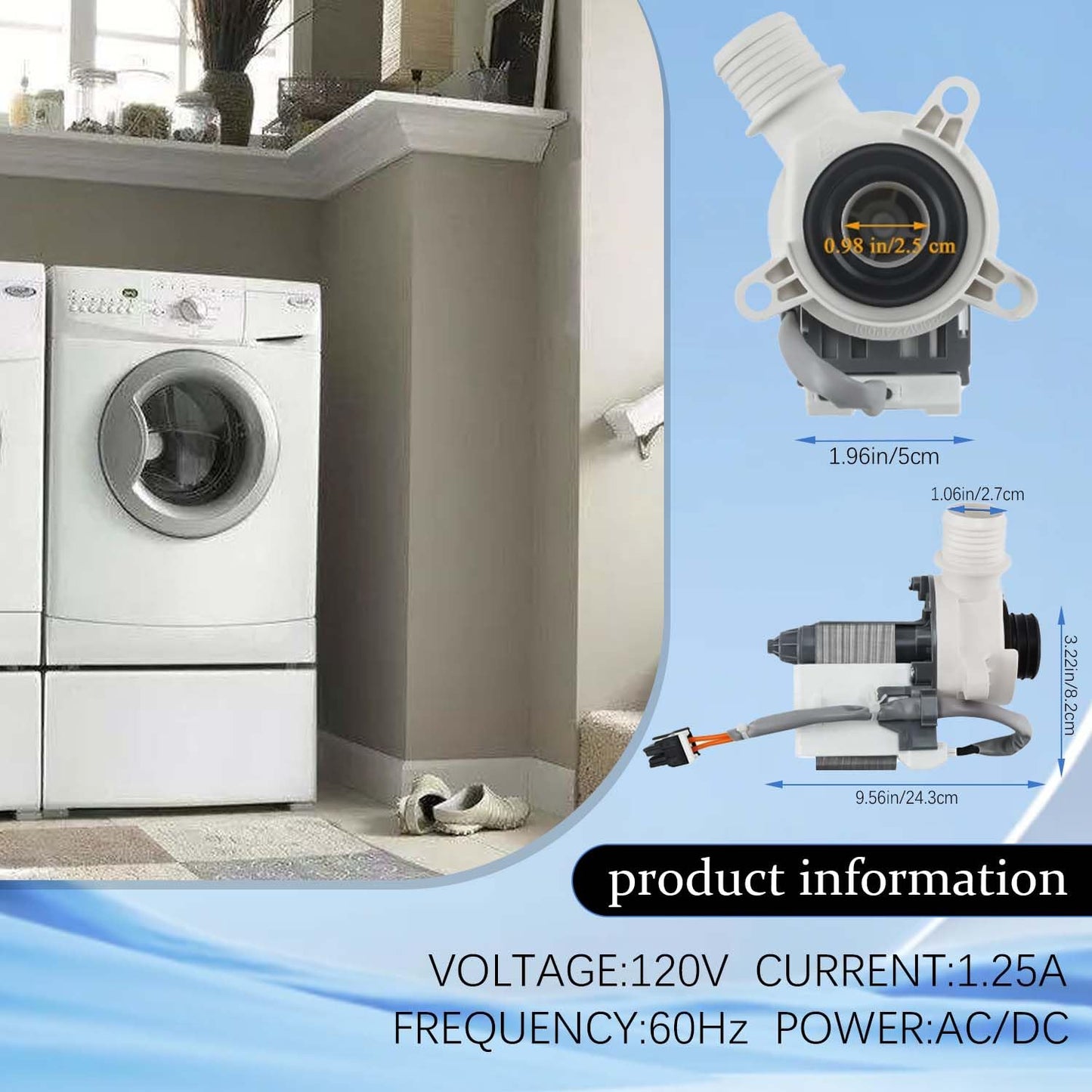 GTW335ASN2WW GTW330ASK3WW GTW335ASN1WW Washer Drain Pump by Acceslivc - Compatible with G.E Hot-point Washers GTW465ASN2WW GTW460ASJ8WW GTW680BSJ6WS