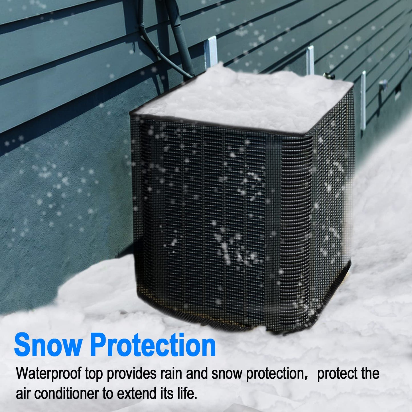 TRELC Air Conditioner Cover for Outside Unit, All Seasons Full Mesh AC Cover with Detachable Waterproof Top, Winter AC Unit Covers Outdoor Against Cottonwood, Leaves, Snow (35.4" x 35.4" x 39.4")