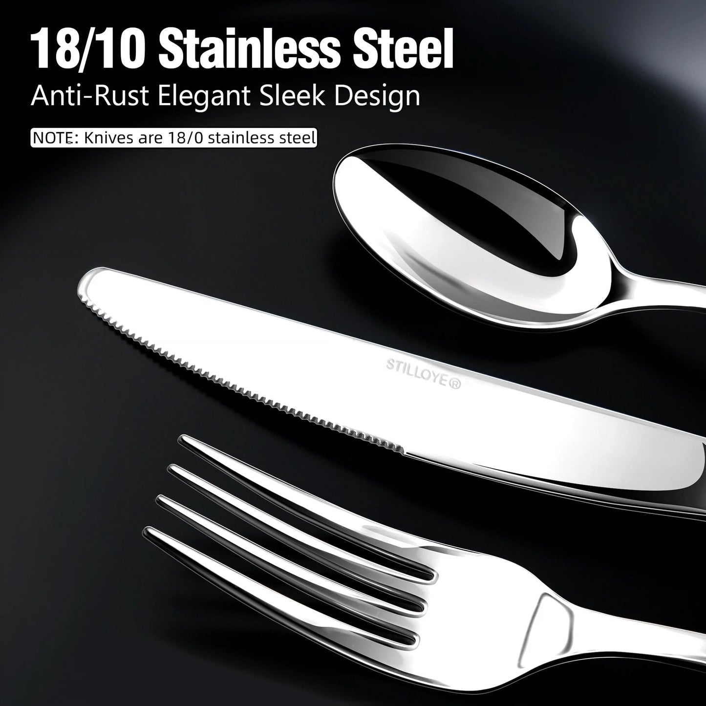 Silverware Set for 8, 40 Piece 18/10 Stainless Steel Flatware Utensils Cutlery Set, Mirror Polished knives Forks and Spoons Silverware Sets for Dinner,Wedding,Festival Gift,Dishwasher Safe,Rust Proof