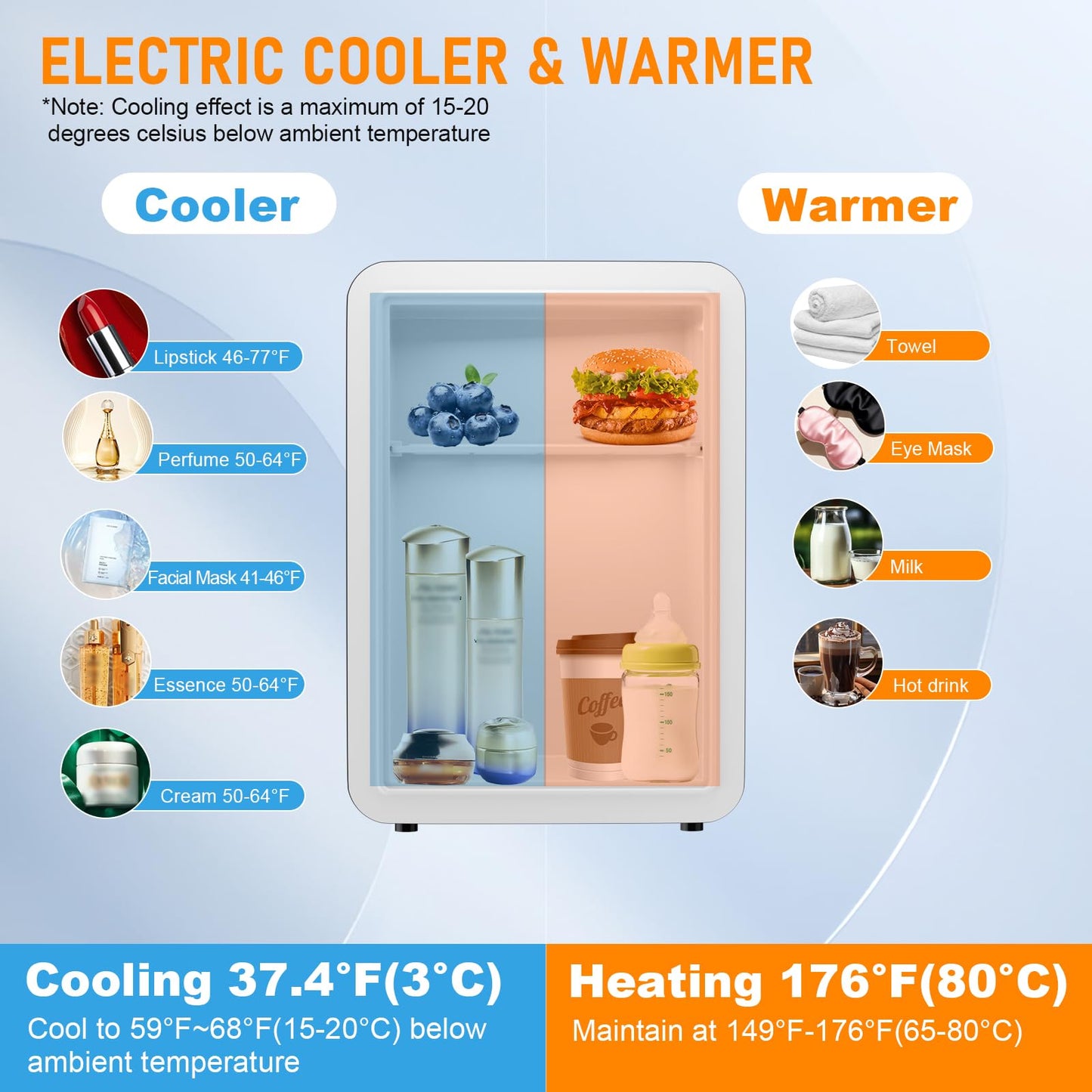 VANZBON Mini Fridge, Mini Compact Refrigerator with Gaming Light, 4 Liter/6 Cans Small Refrigerator with Mirror Door, AC/DC Portable Mini Cooler and Warmer Fridge for Bedroom, Car and Gaming Room