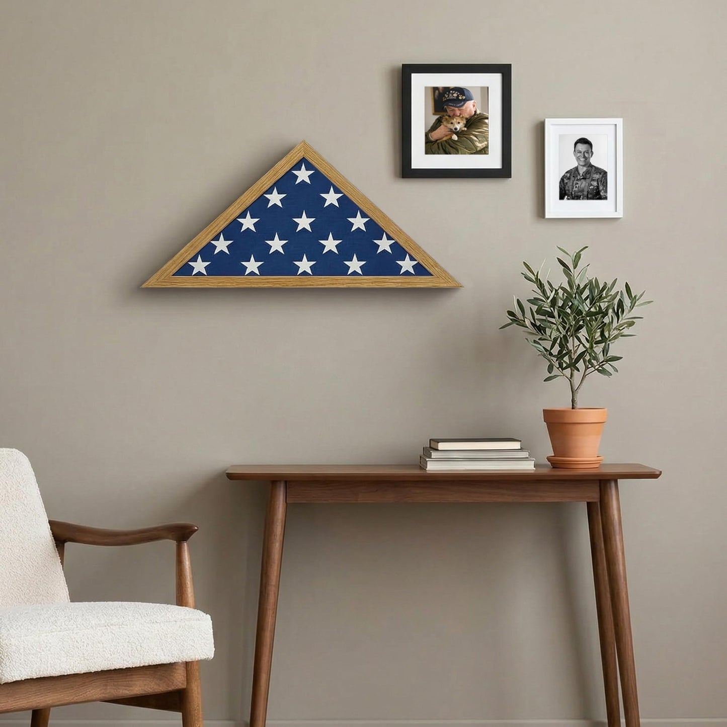 Americanflat Large Flag Display Case - Fits Folded 5x9.5' Burial Flags - Silhouette Collection - Display Box for Wall or Tabletop - Barn Wood