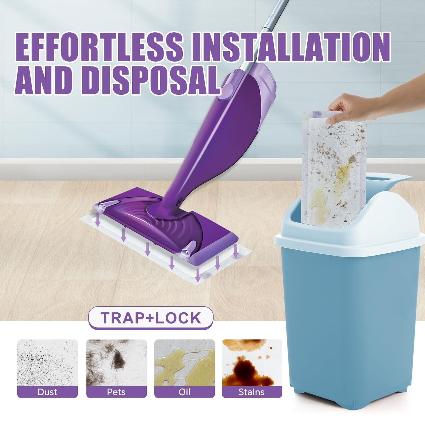 50 Count for Swiffer Wet Jet Pads, Disposable Wet Jet Pads, for Swiffer Wet Pads Refill for Spray Mop, All-Floor Cleaning Pads Safe for Hardwood & Multi-Surface