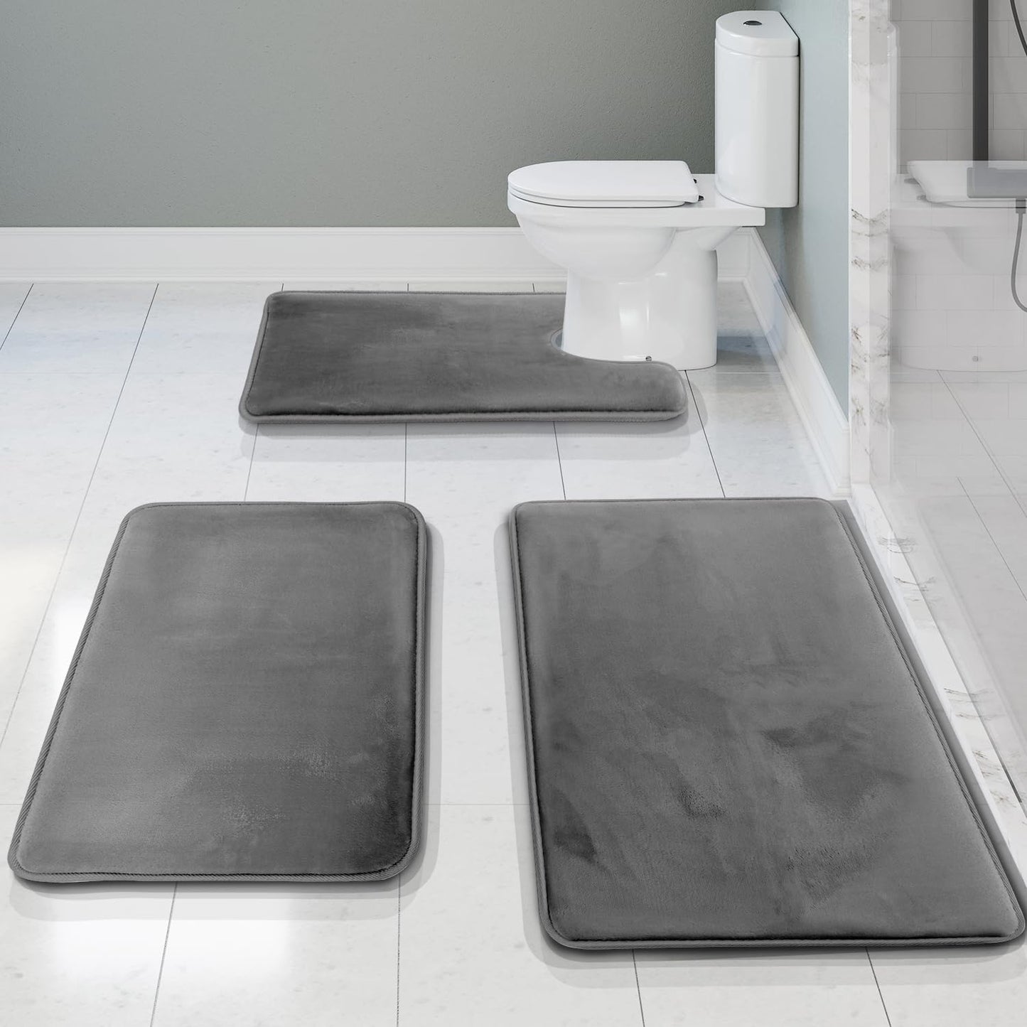 Clara Clark Bathroom Rugs, Velvet Memory Foam Bath Mat, Non-Slip Bath Rugs, Machine Wash, Dries Quickly, Ultra Soft Plush Bath Mats for Bathroom,