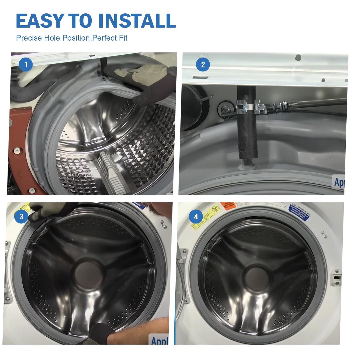Upgraded DC97-16140P Washer Door Seal Compatible with Samsung Front Load Washer Door Seal Gasket Replacement Parts,DC97-19755A WF45K6200AW WF45K6200AZ AP6002538 PS11735181
