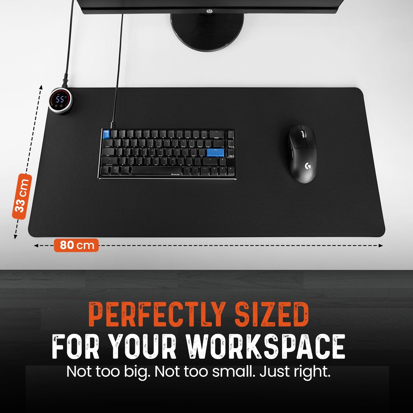 Heatka Classic Desktop Hand Warmer Heated Desk Pad – Large Heated Desk Mat for Cold Office & Home, PVC Leather Heated Mouse Pad for Keyboard & Mouse, Auto Shut-Off