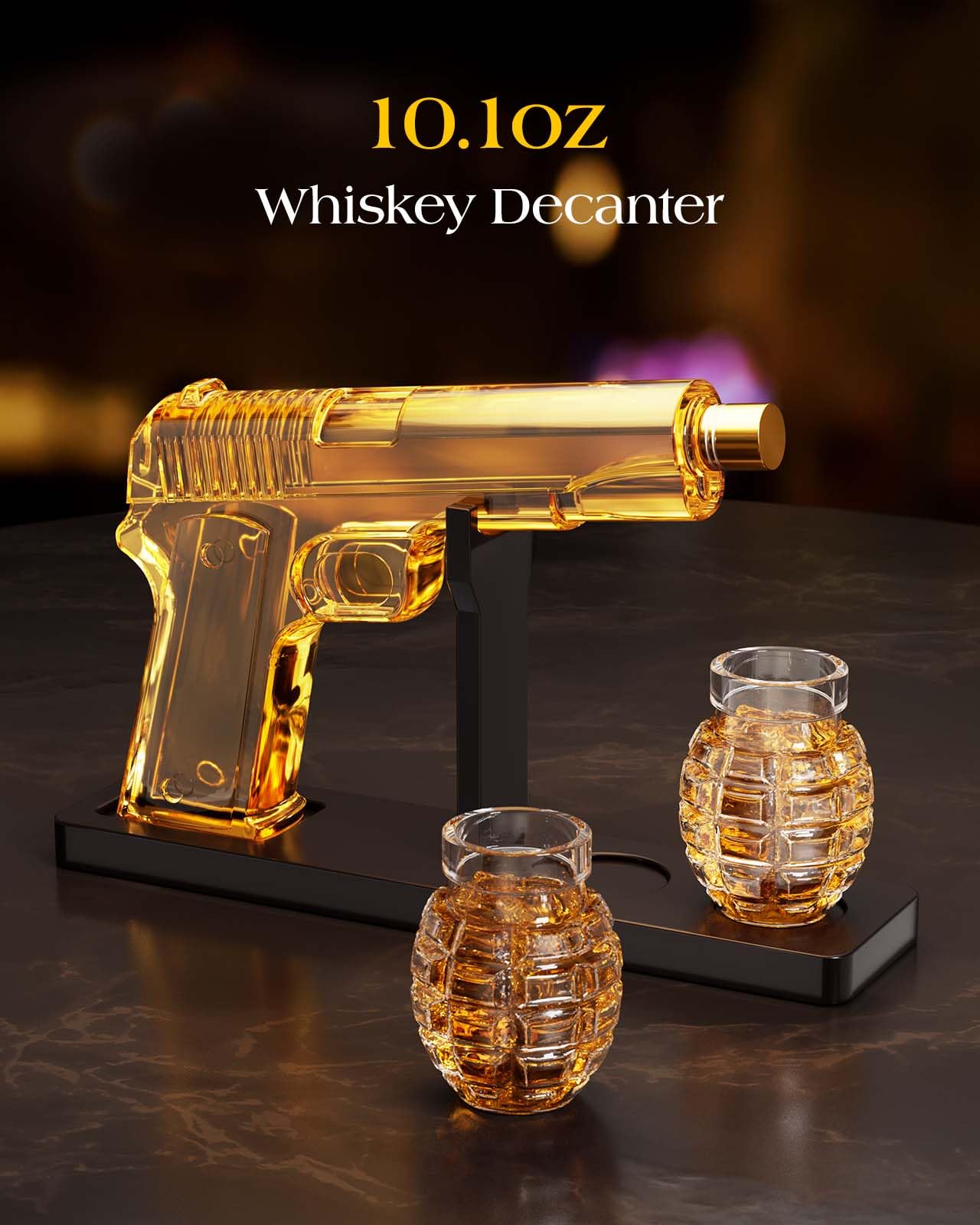 Gifts for Men Dad, Whiskey Decanter Set with 2 Glasses, Ideas for Father, Husband, Boyfriend, Brother, Military Enthusiasts, Birthday, Anniversary, Valentine's Day, Drinking Accessories for Home Bar