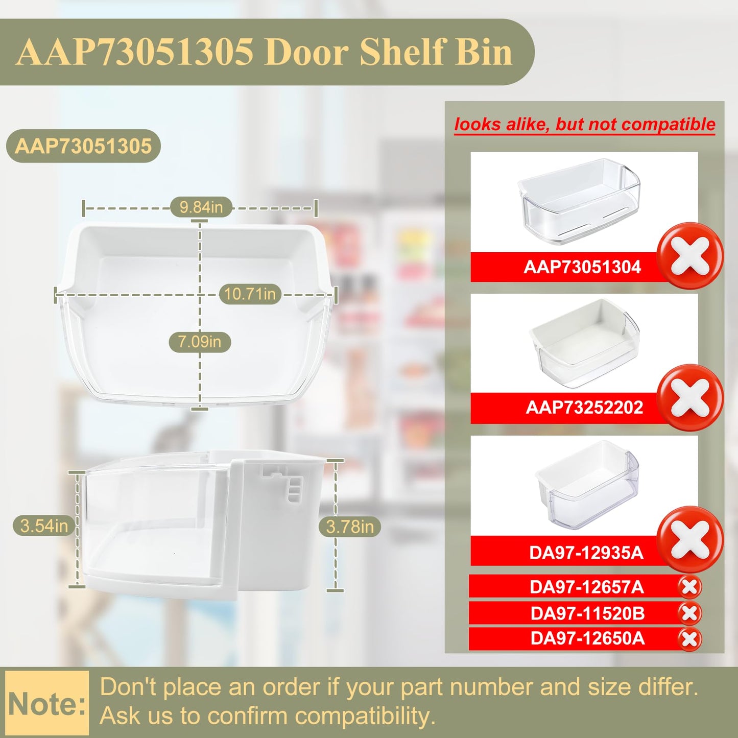 AAP73051305, AP5959449 Door Shelf Bin Compatible with lg, kenmore Refrigerator(some models,not all): LFCS22520S, LFC22770ST, LFC22770SW, LFC22770SB etc, Replacement Door Basket PS11700735, EAP11700735