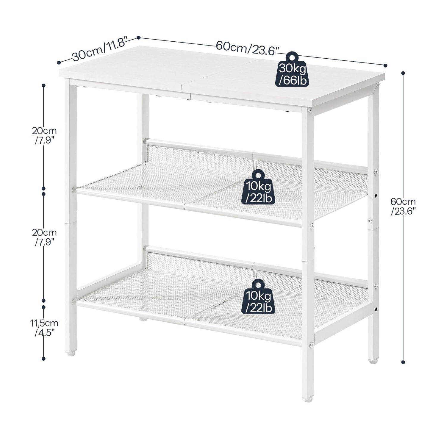 HOOBRO End Table, 3-Tier Narrow Side Table, Nightstand with 2 Flat or Slant Adjustable Shelves for Small Spaces, Hallway, Living Room, Bedroom, Sturdy, Easy Assembly, White WT23BZ01G1