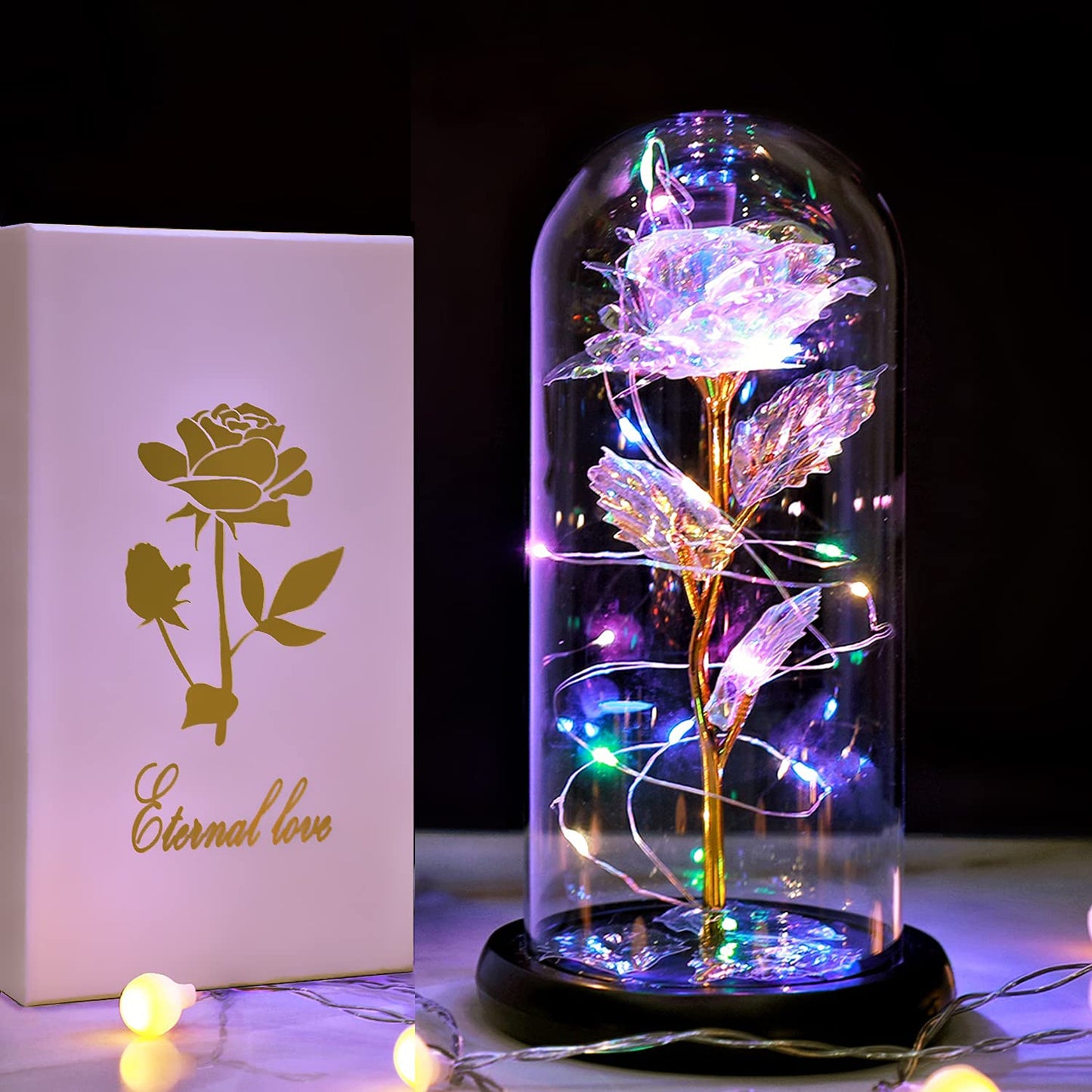 Fvawe Mothers Day Rose Gifts for Mom, Birthday Gifts for Women Moms, Galaxy Crystal Light Up Rose in A Glass Dome, Mothers Day Flowers Presents Girlfriend Wife Sister Grandma Mother Mom from Daughter