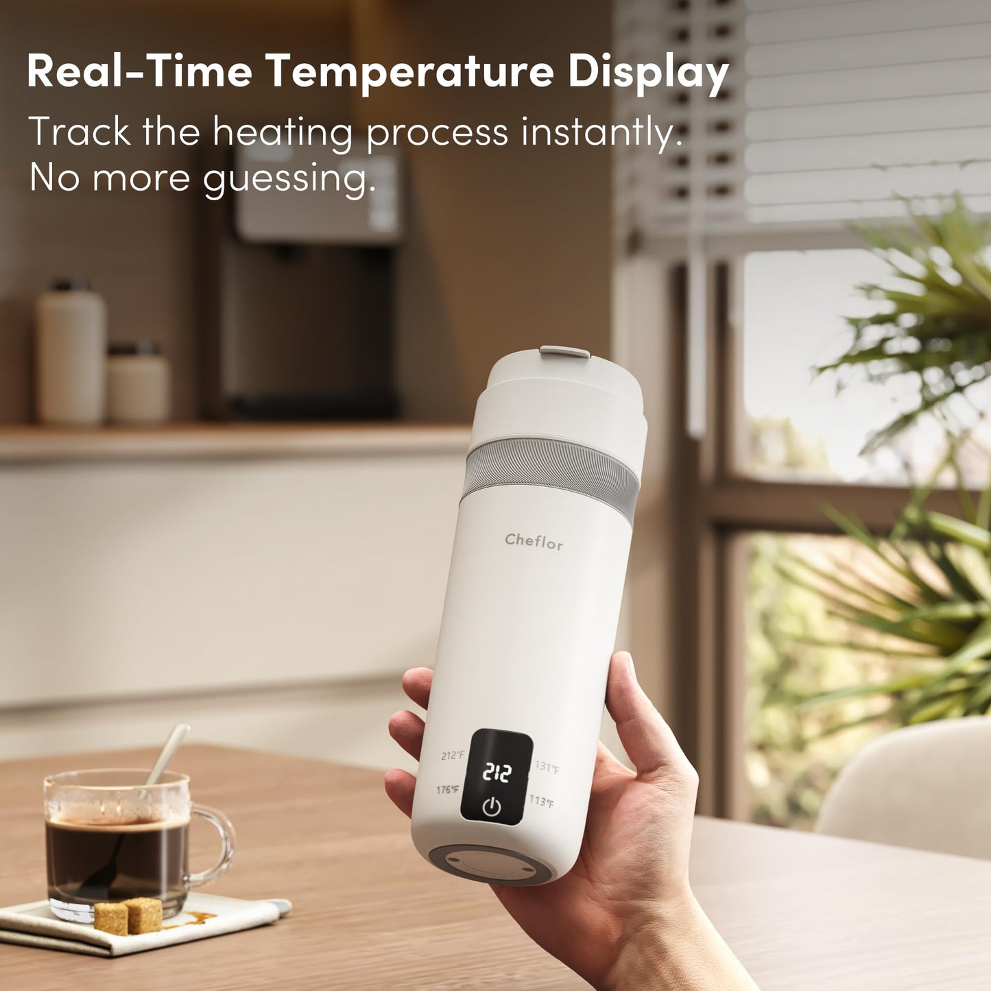 Cheflor Travel Kettle 450ml,Portable Electric Water Boiler with Direct Sip Spout,4 Temp Control LED Display for Tea Coffee Baby Formula, Stainless Steel Fast Boil Kettle for Hotel Dorm,BPA-Free