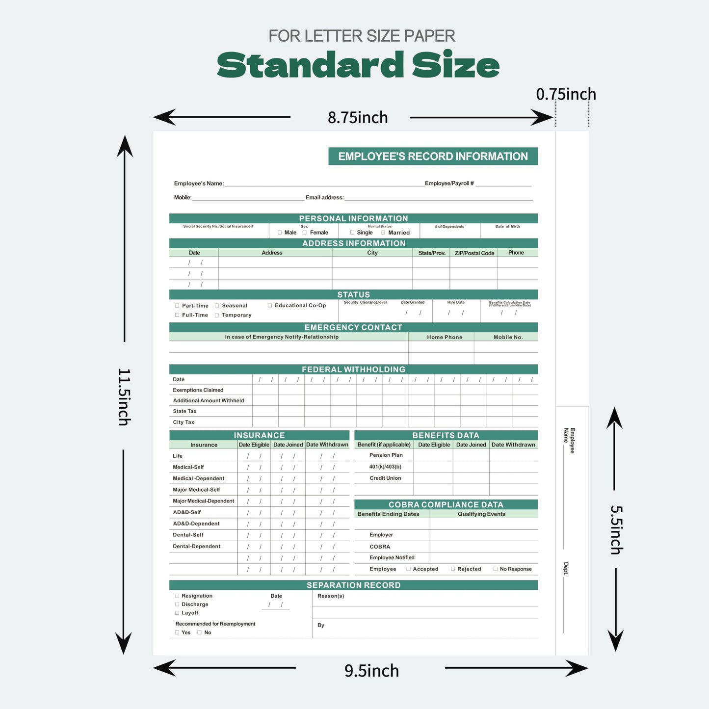 Employee File Folders, 25-Pack Heavy Duty Cardstock, Letter Size 9.5x11.5, Secure 2-Pocket Design for HR Document Organization & Storage (Green)
