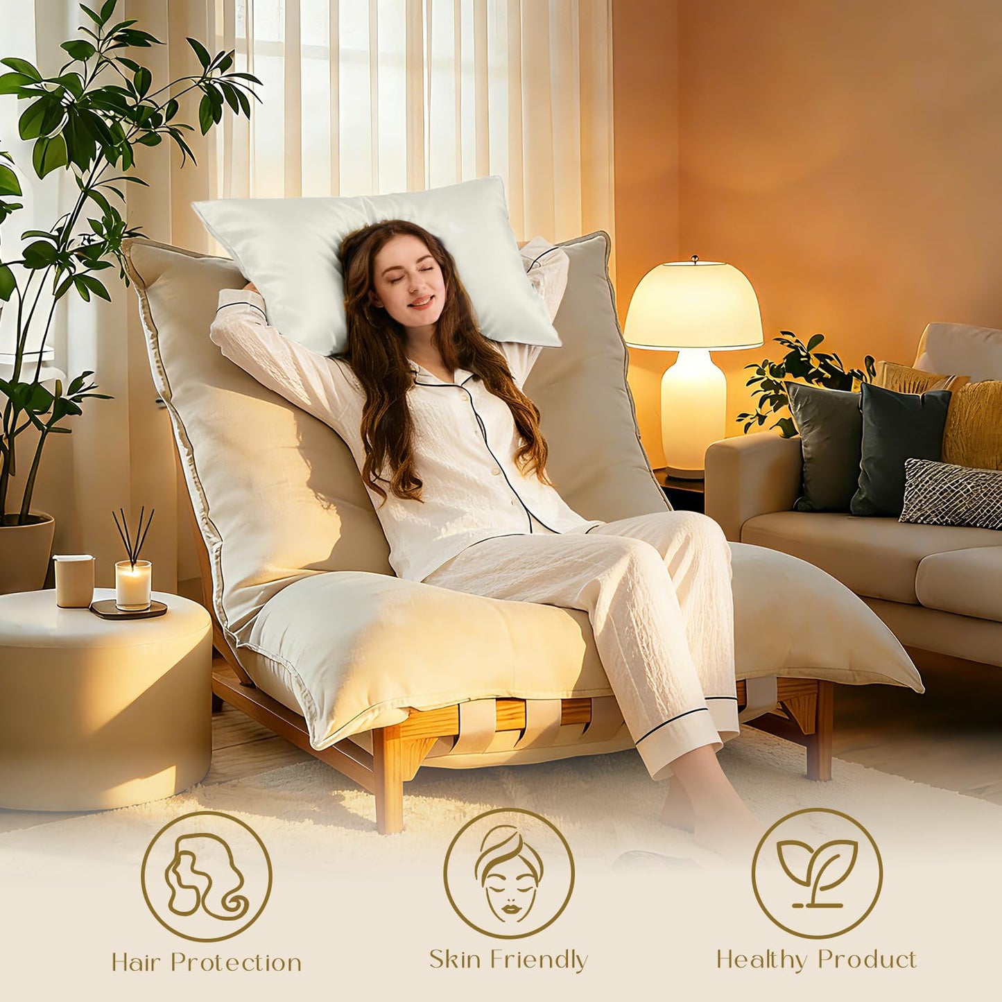 ZIMASILK 100% Pure Mulberry Silk Pillowcase for Hair and Skin Health,Soft and Smooth,Both Sides Premium Grade 6A Silk,600 Thread Count,with Hidden Zipper,1pc (King 20''x36'',Ivory)