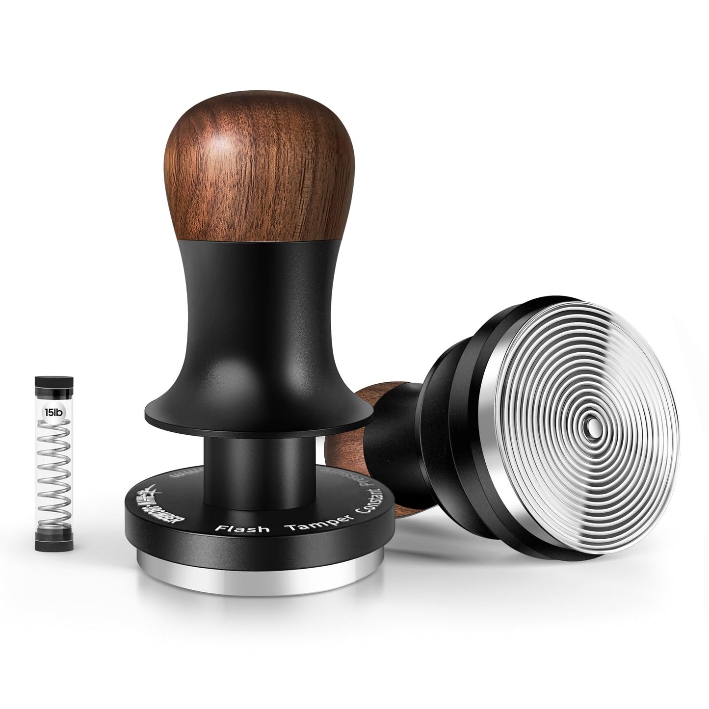 MHW-3BOMBER 54mm Espresso Tamper - 3 Spring Loaded Coffee Tamper with 15lb / 30lbs Replacement Springs - Barista Calibrated Tamper with Sound Feedback - Compatible with 53/54mm Portafilter T6173T-OS