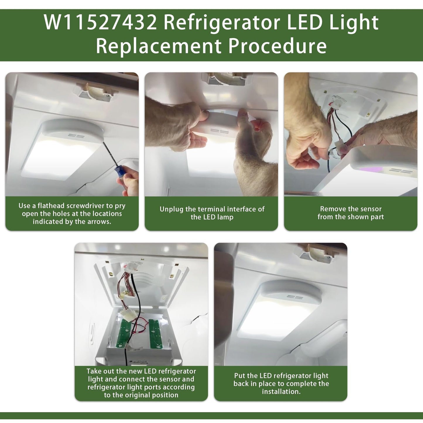 W11527432 Light Replacement for Whirlpool Maytag Amana Fridge Refrigerator W11101384 W11333374 W11387579 W11042554 WRX735SDHZ02 WRX735SDHZ03 WRX735SDHZ04 WRX735SDHZ07 WRF555SDFZ09 WRF555SDFZ11