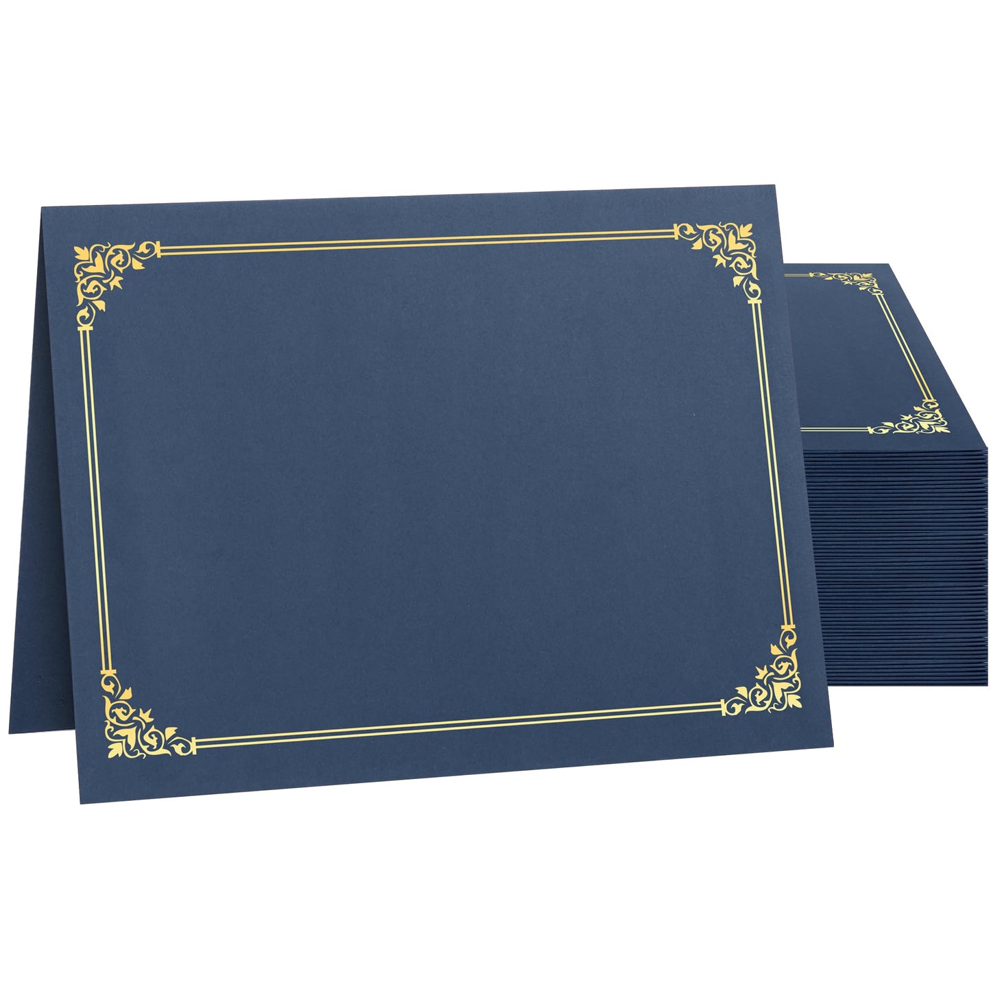SUNEE Certificate Holders(Navy Blue, 50 Packs), Diploma Covers Gold Foil Border, for Letter Size 8.5x11 Certificates, Cardstock, Document Papers