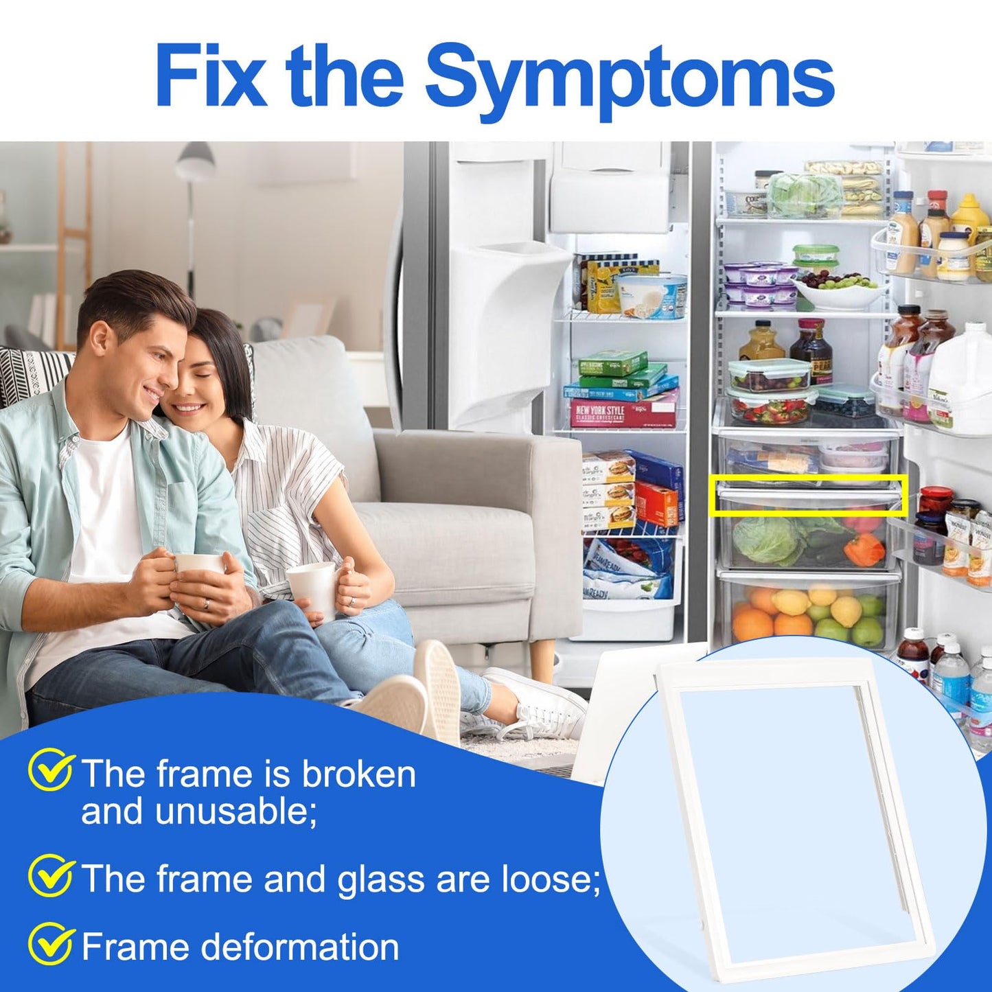 240354502 Upper Crisper Drawer Frame, White, Compatible with Frigidaire Refrigerator FRS3R2F, FRS3R3E, FRS3R3J, FRS3R4E, FRS3R5E, PHS37EH, PHS38EJ, PHS39EH, PHS39EJ, WRS3R3E Etc