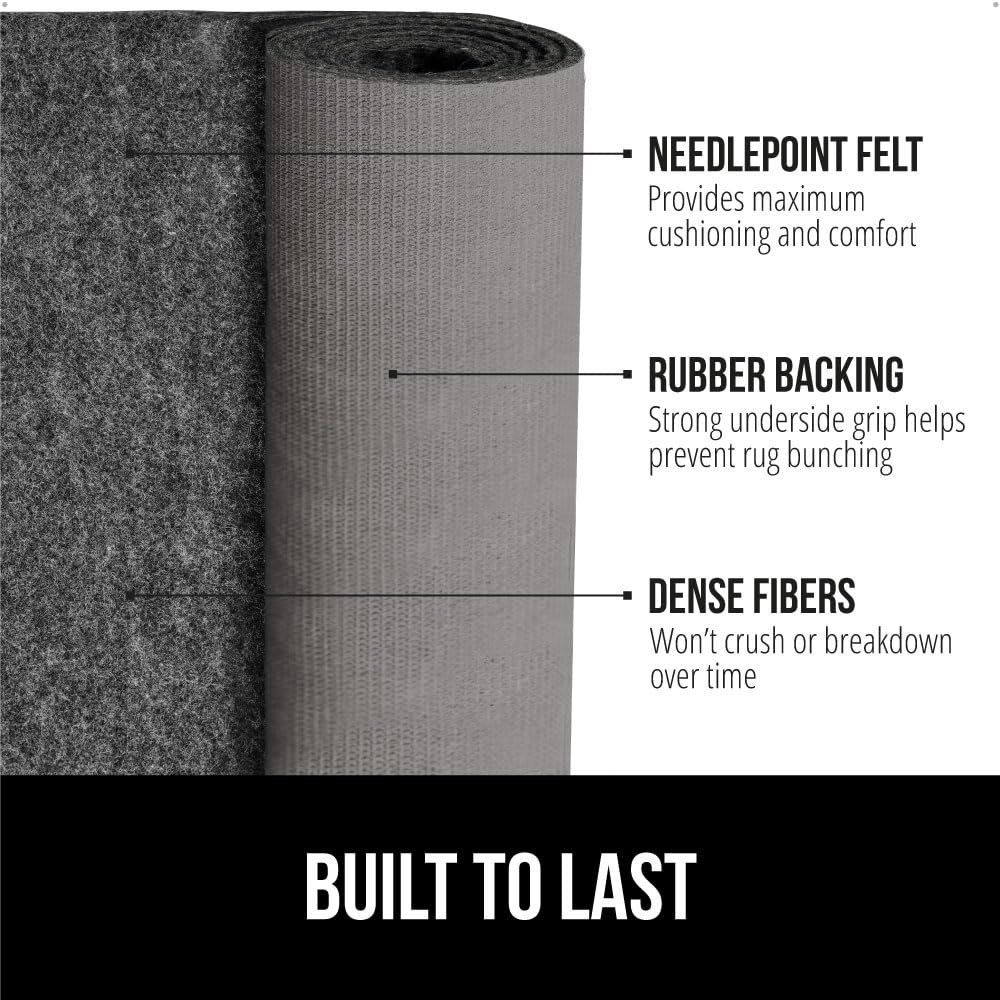 GORILLA GRIP Felt with Rubber Stay in Place Slip Resistant Rug Pad, 1/8 inch Thick, 5x7 FT Protective Padding Under Area Rugs, Cushioned Gripper Pads, Carpet Runners, Hardwood Floors Protection