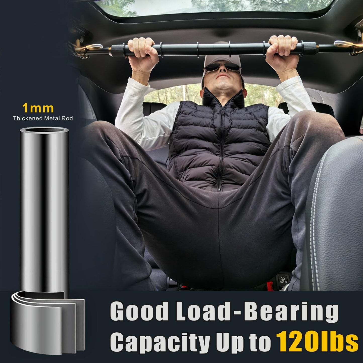 Heavy Duty Telescopic Car Clothes Hanger Bar - Adjustable 30''-66'' Garment Rack Travel Closet Hanging Rod for Vehicle Truck SUV RVs Extendable Metal Pole for Automobile Clothing Organizers & Storage
