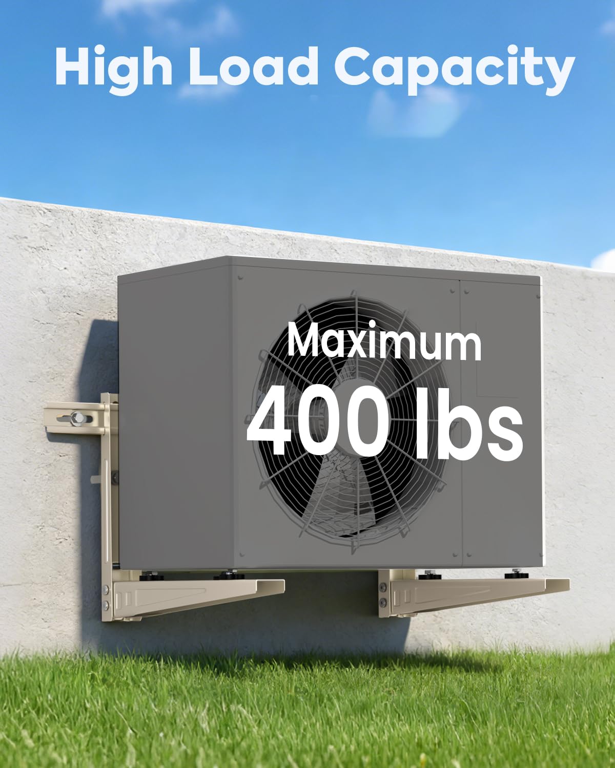 Mini Split Wall Mounting Bracket: Heavy Duty Air Conditioner Unit Support for 7000 - 12000 Btu, Outdoor Minisplit Heat Pump AC Bracket Kit for Outside Ductless Mini-Split AC Heating System, Max 400 Lb